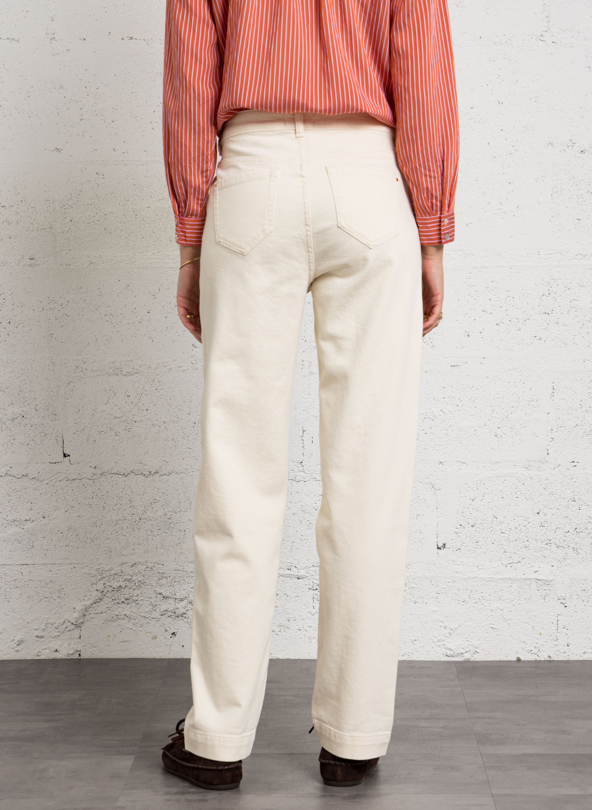 Cotton-blend straight-leg jeans MAISON 123 Beige