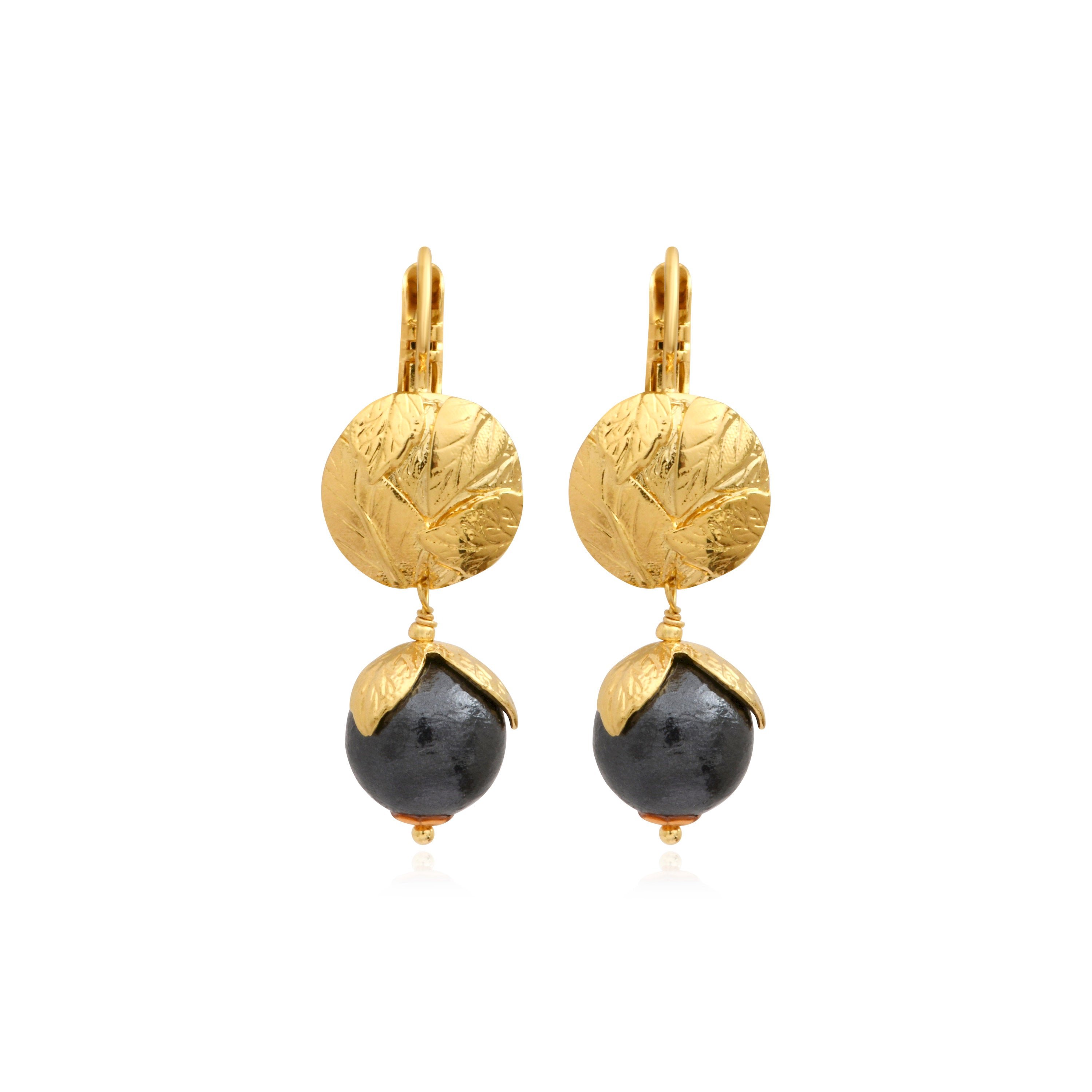 Sleeper earrings   gold-plated SATELLITE PARIS Black