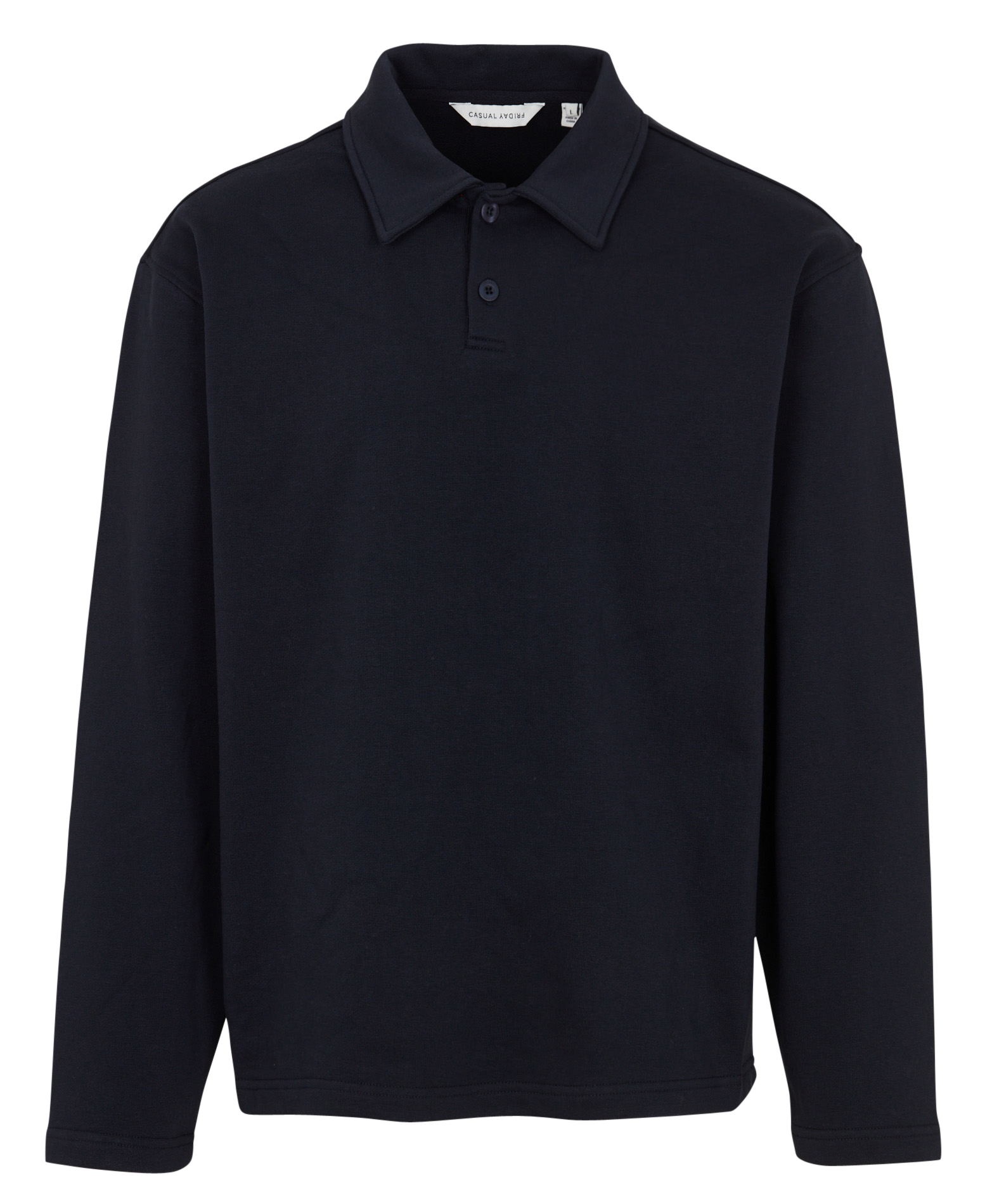 Sweat polo uni en coton CASUAL FRIDAY Bleu