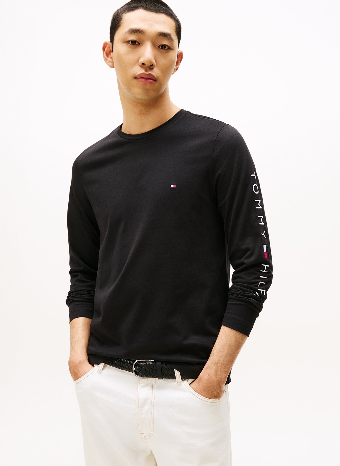 Rundhals-T-Shirt aus Baumwolle, Regular Fit TOMMY HILFIGER Schwarz
