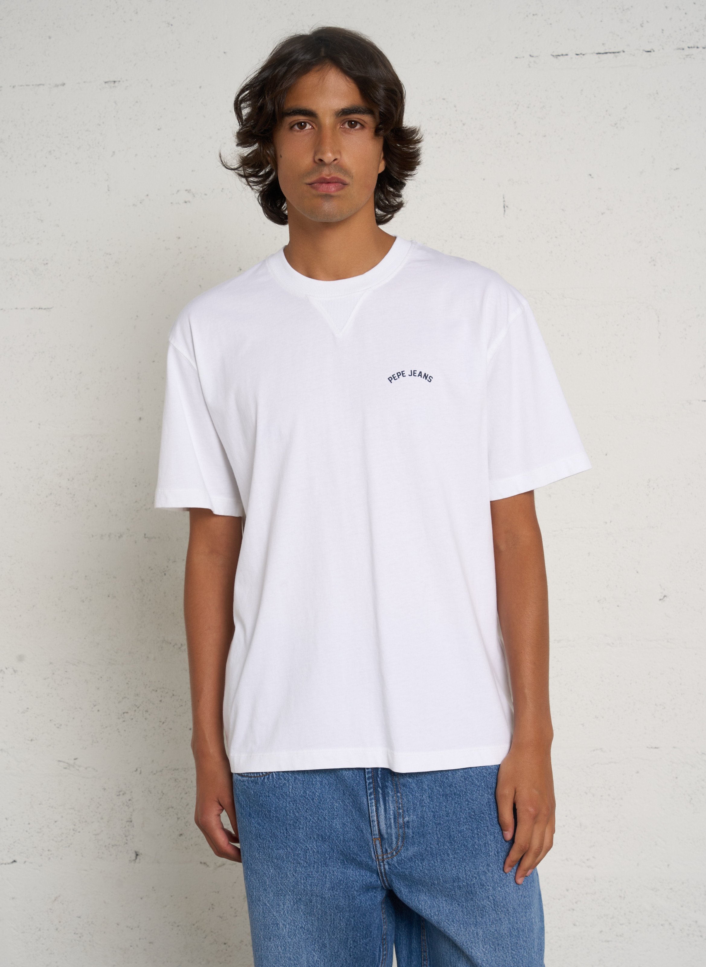 Gerade geschnittenes Baumwoll-T-Shirt PEPE JEANS Weiss