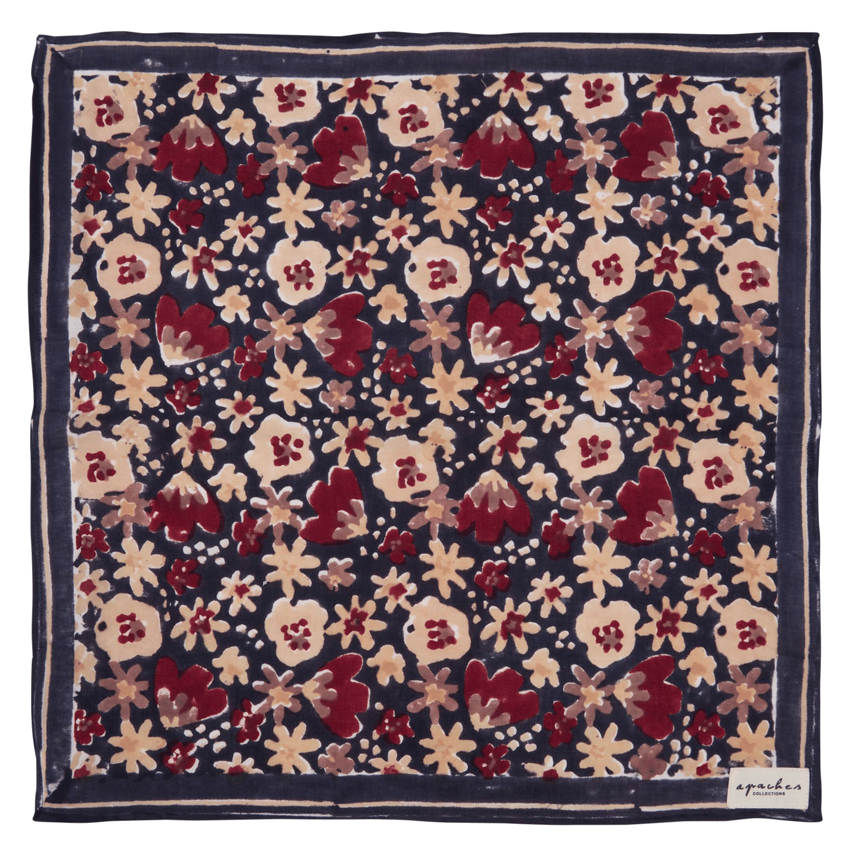 Square cotton scarf with floral print APACHES COLLECTIONS Multicolored