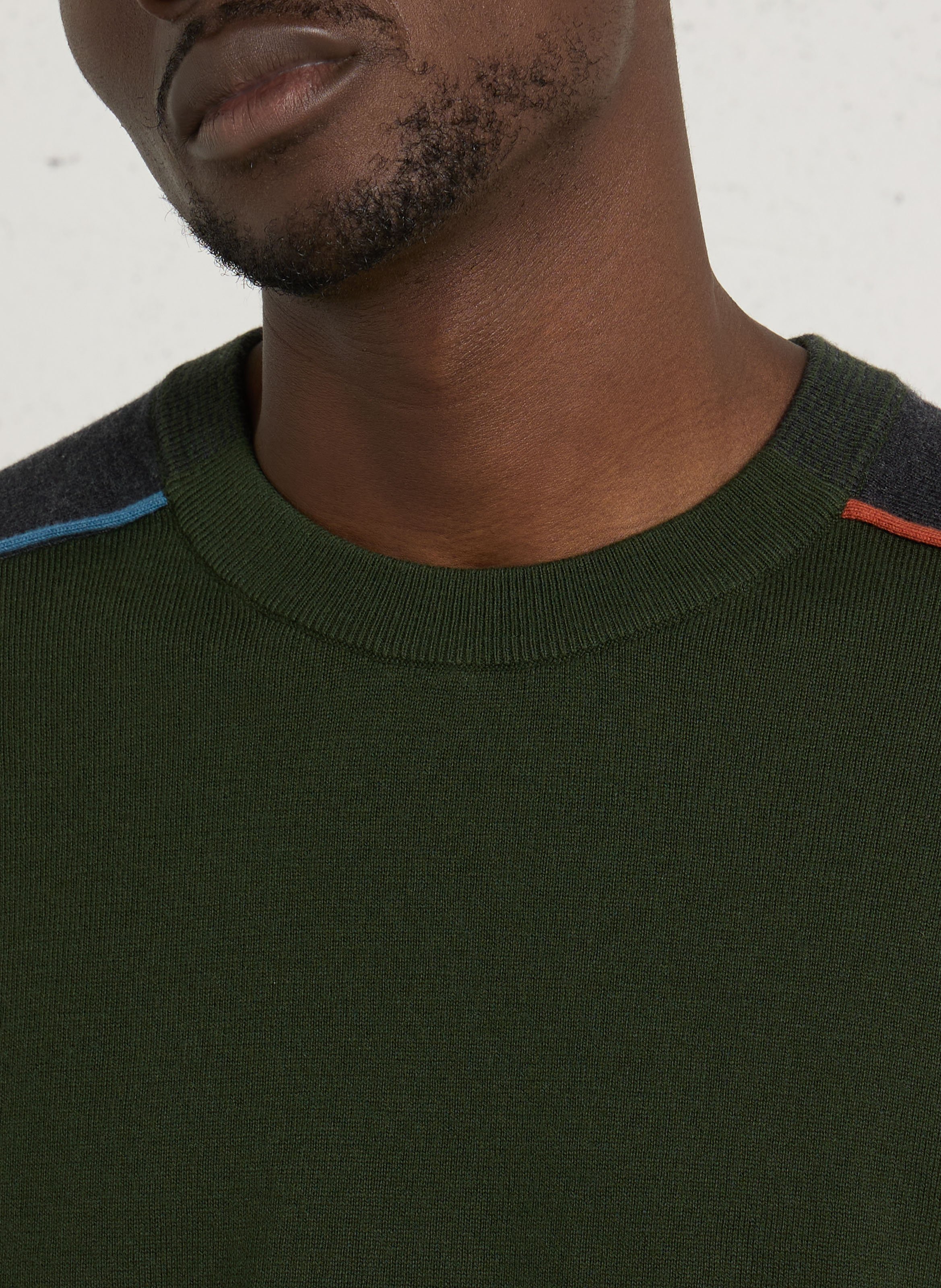 Pull fin col rond en coton et laine PAUL SMITH Vert