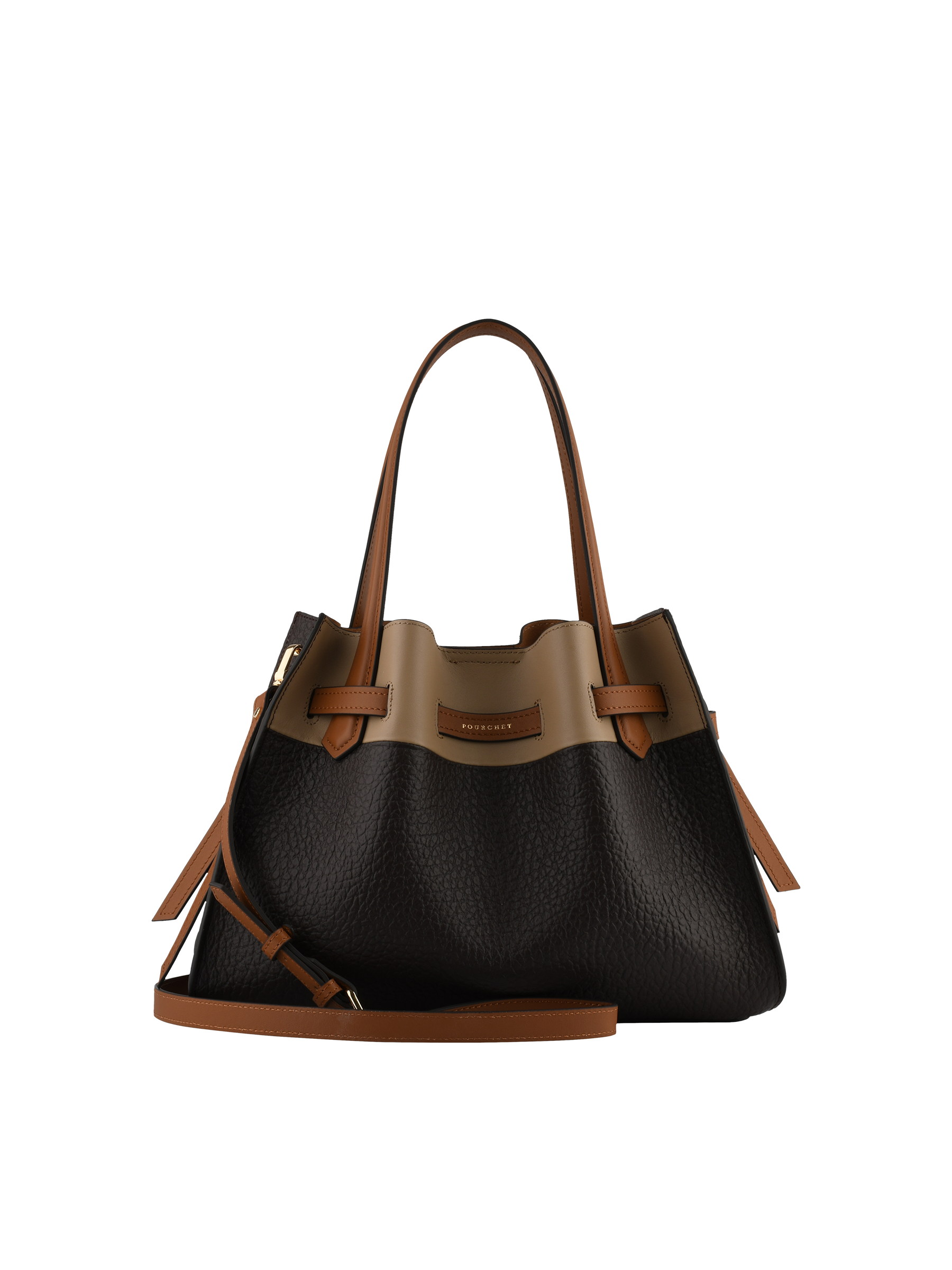 Calfskin leather handbag POURCHET Multicolored