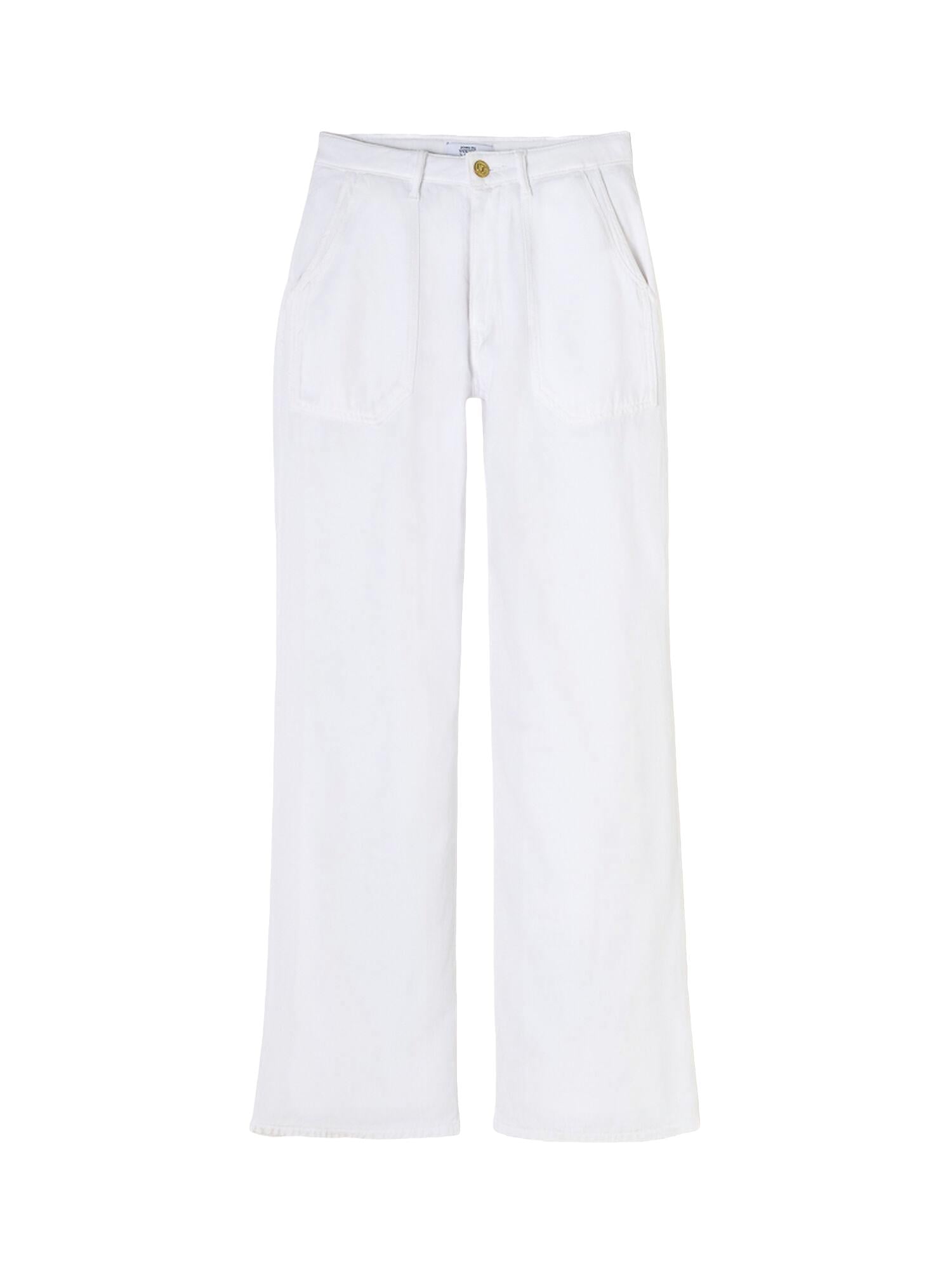 High-waisted loose-fit zip jeans LE TEMPS DES CERISES White