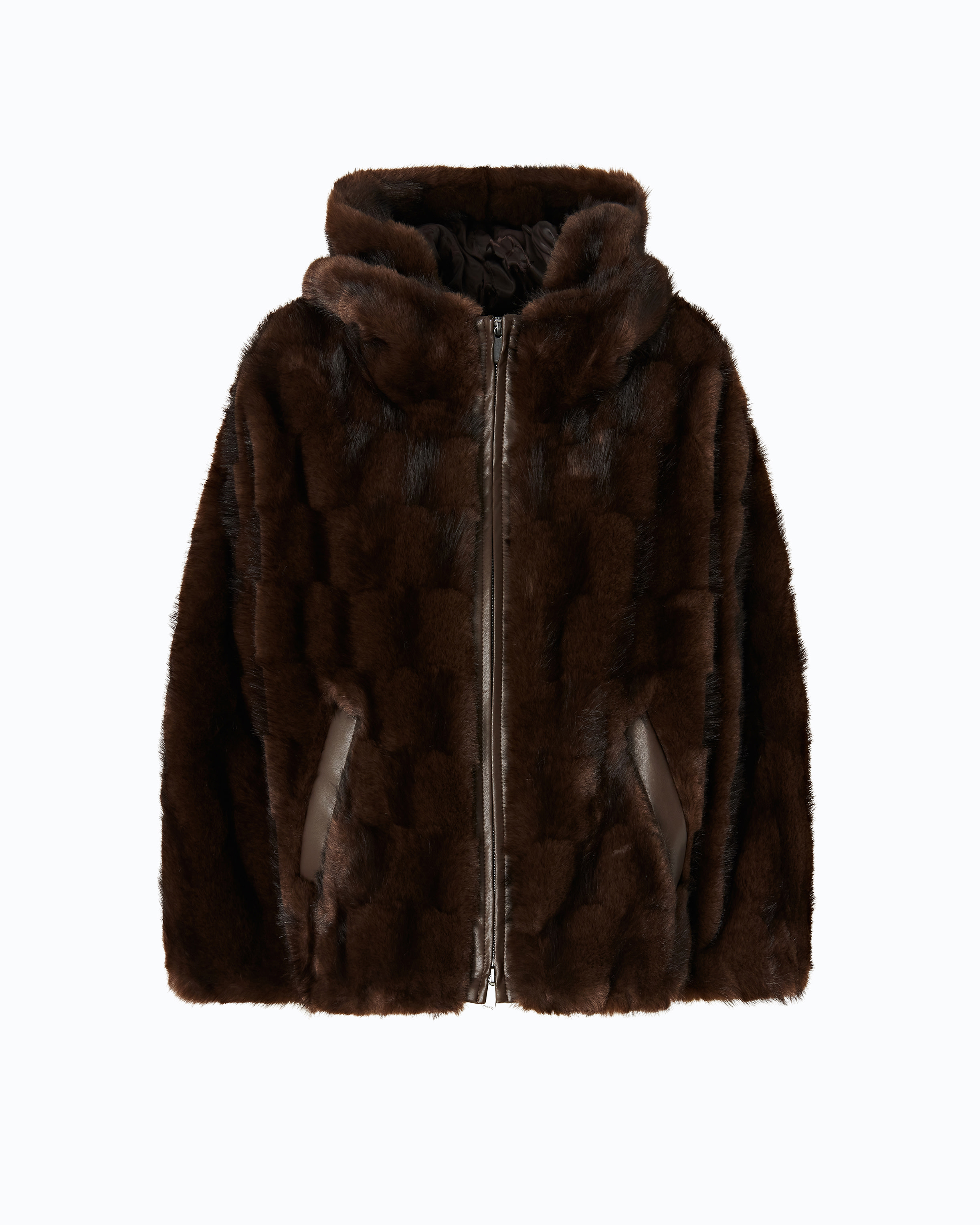 Veste à capuche en fourrure synthétique PINKO Marron