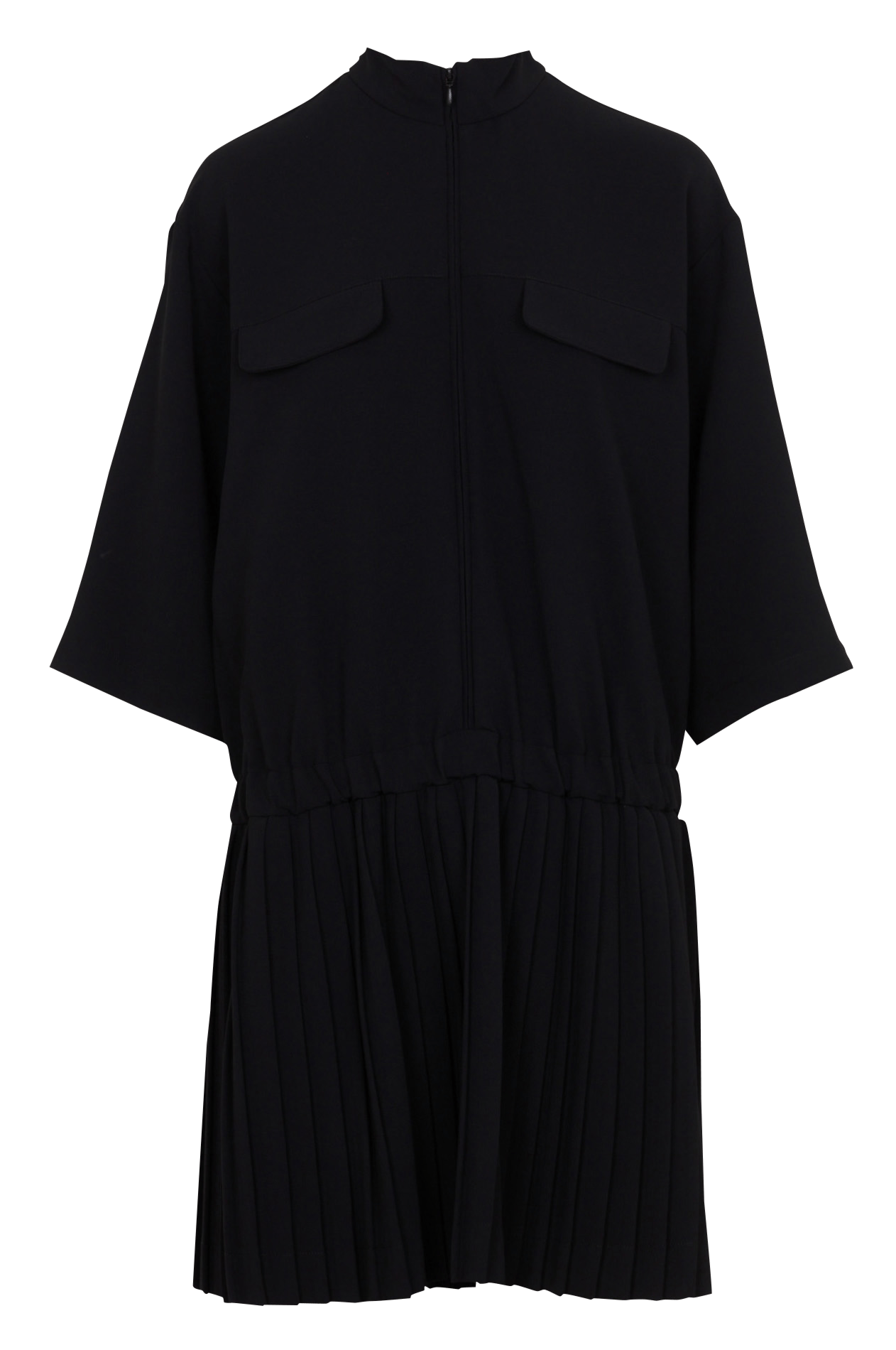 Short dress with plain pleated detail COTELAC ACOTE Black
