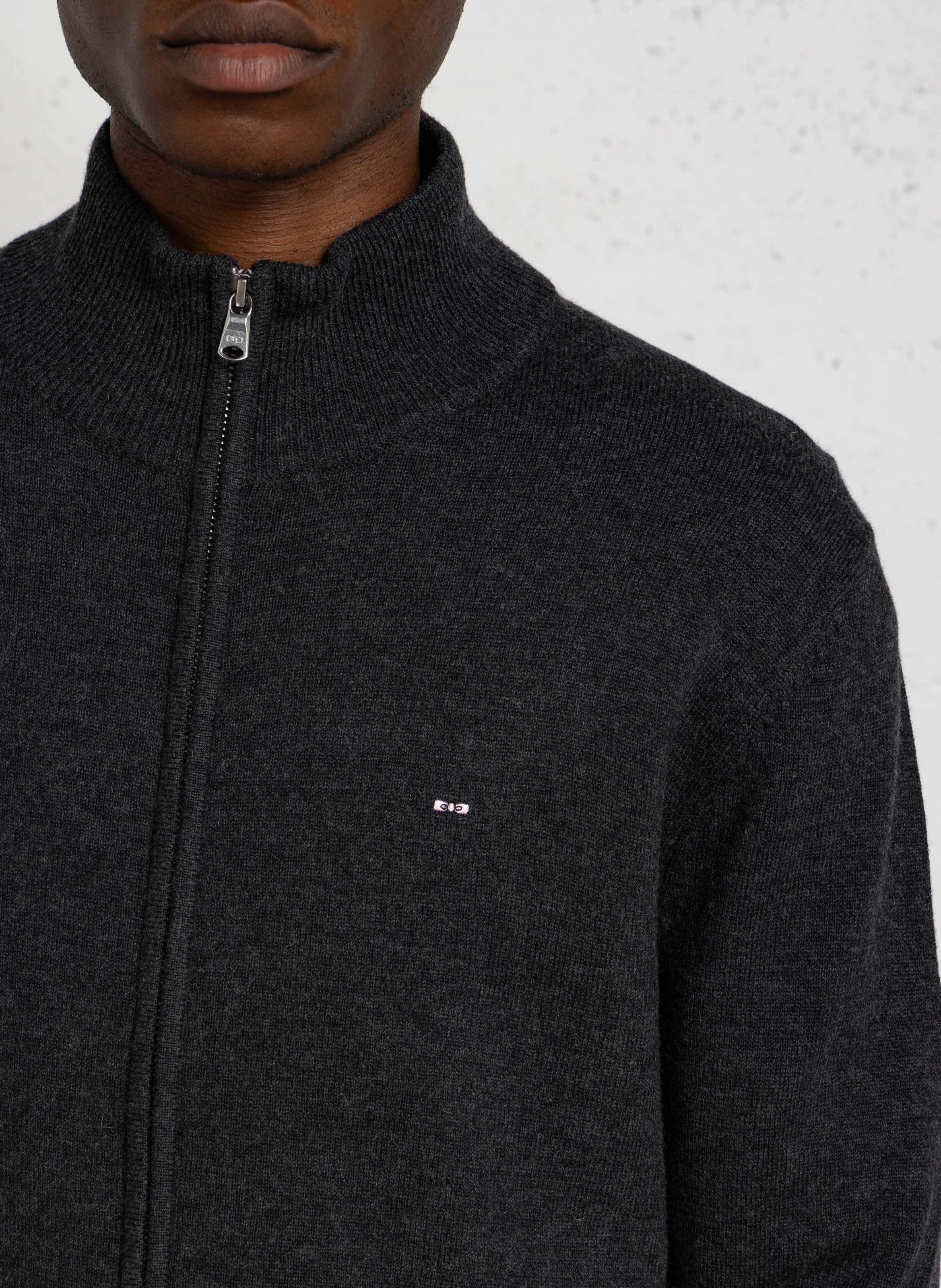 Straight-cut cotton cardigan with high neck EDEN PARK Black