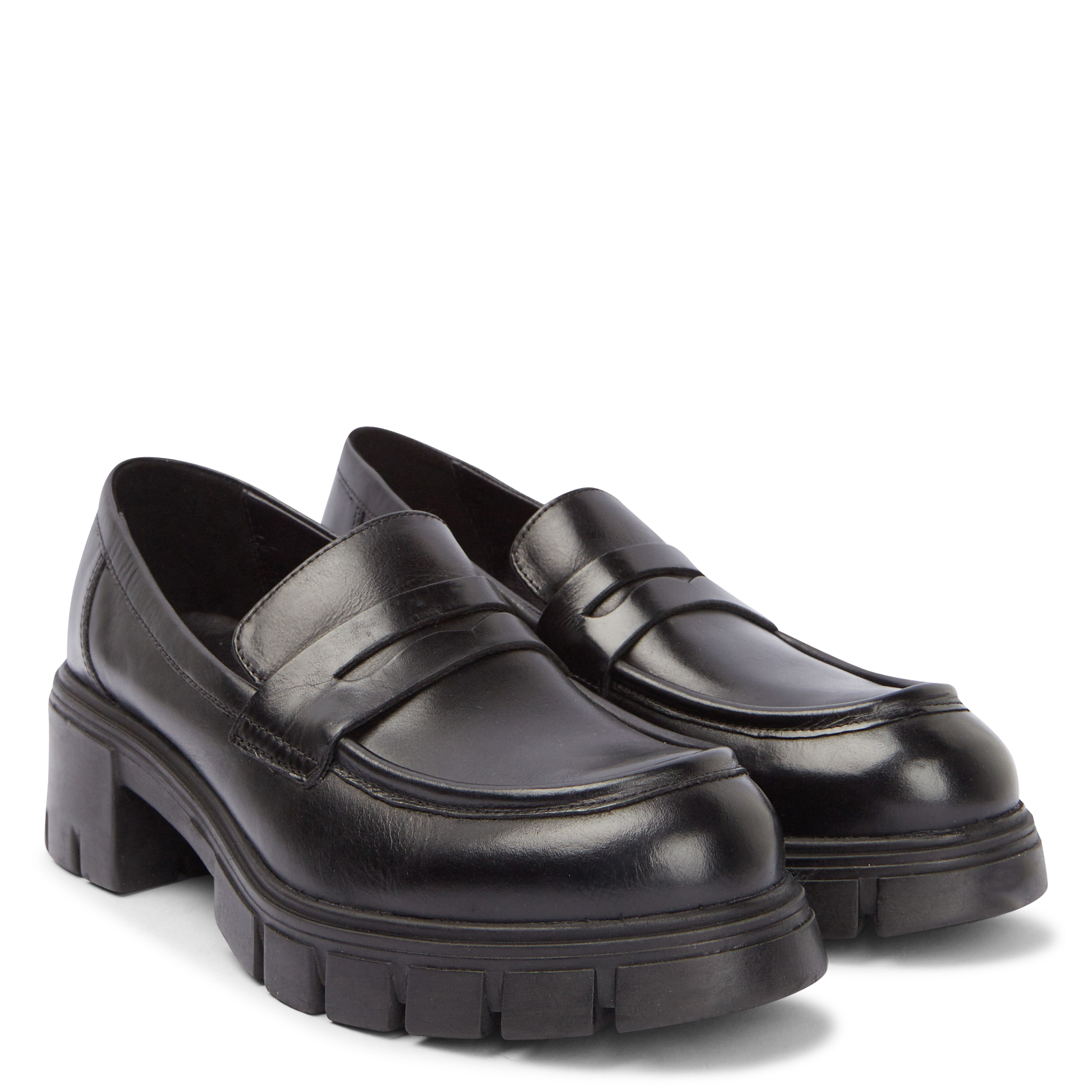 Heeled leather notched loafers JONAK Black