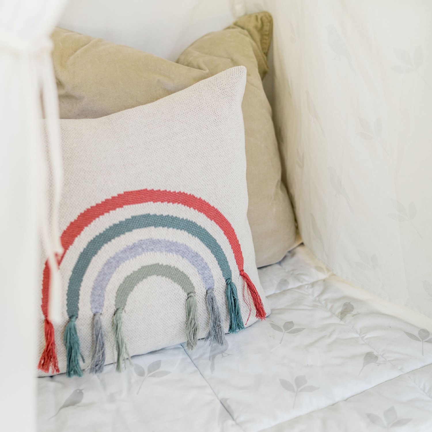 Rainbow cotton baby cushion cover KINDSGUT Grey