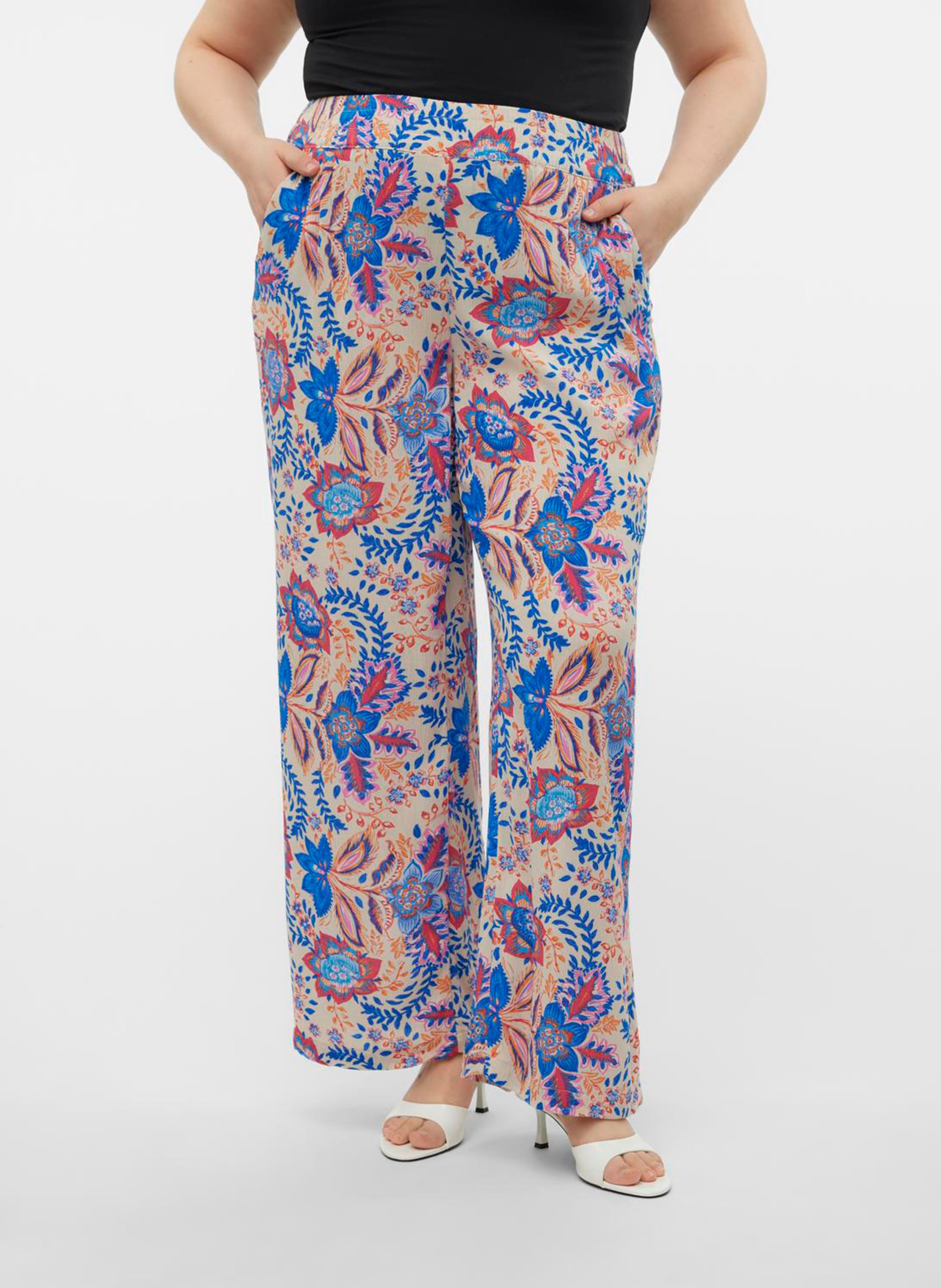 Jupe longue crayon imprimée VERO MODA CURVE Beige