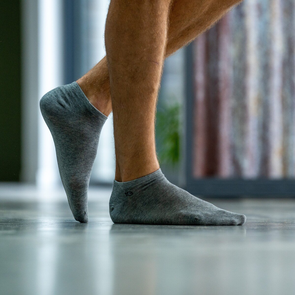 Solid combed cotton ankle socks BILLYBELT Grey