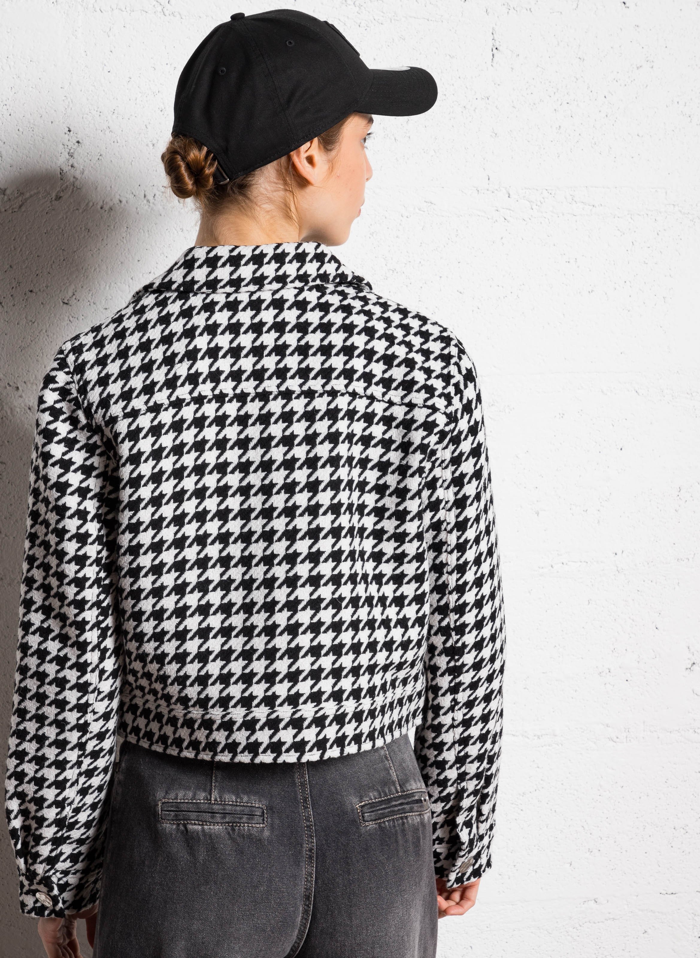 Printed straight wool blend jacket VILA Grey