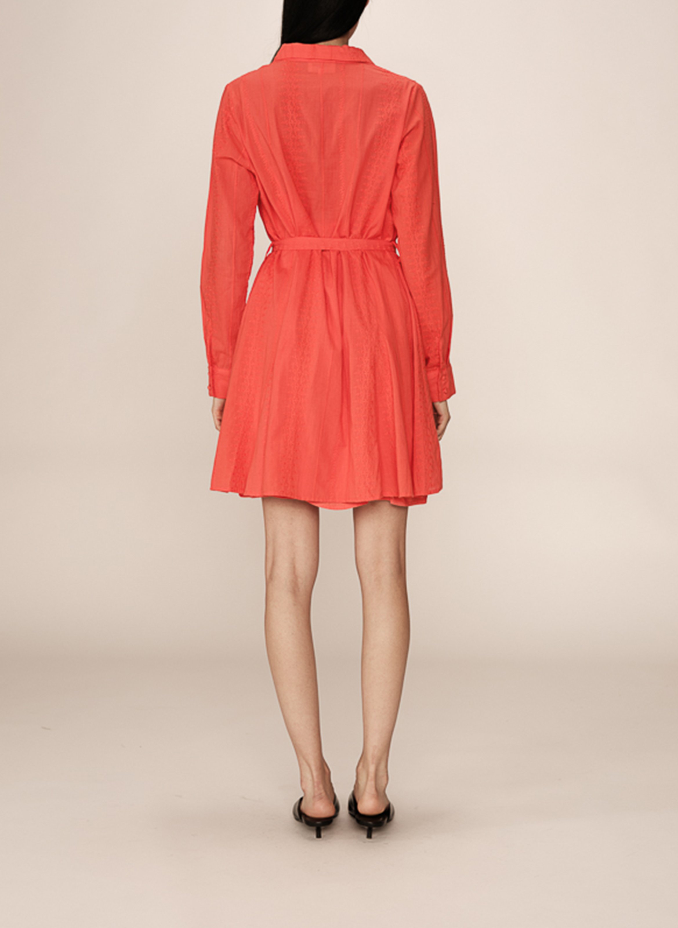 Robe chemise courte en coton brodée GRACE ET MILA Rouge