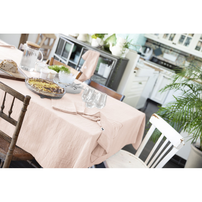 Cotton gauze tablecloth L'EFFET PAPILLON Pink