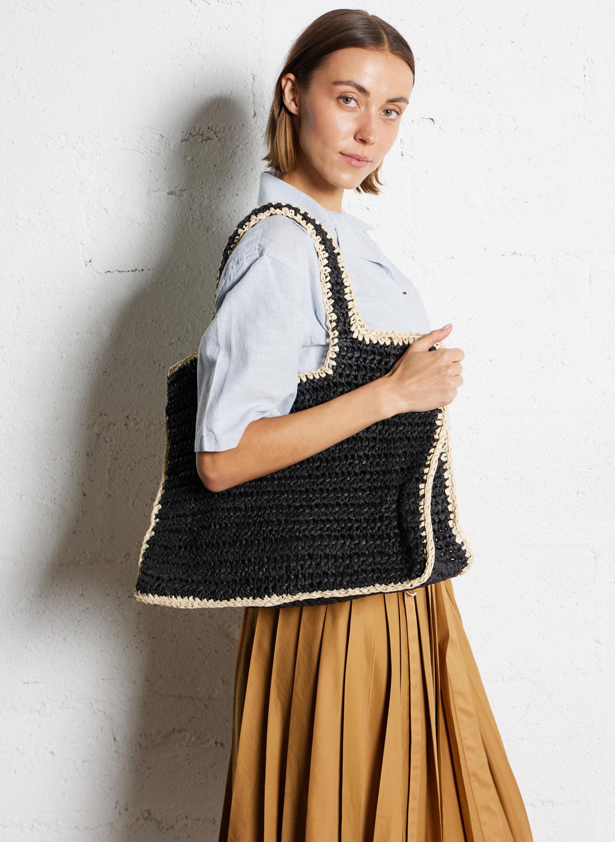 Shopper aus Stroh PIECES Schwarz