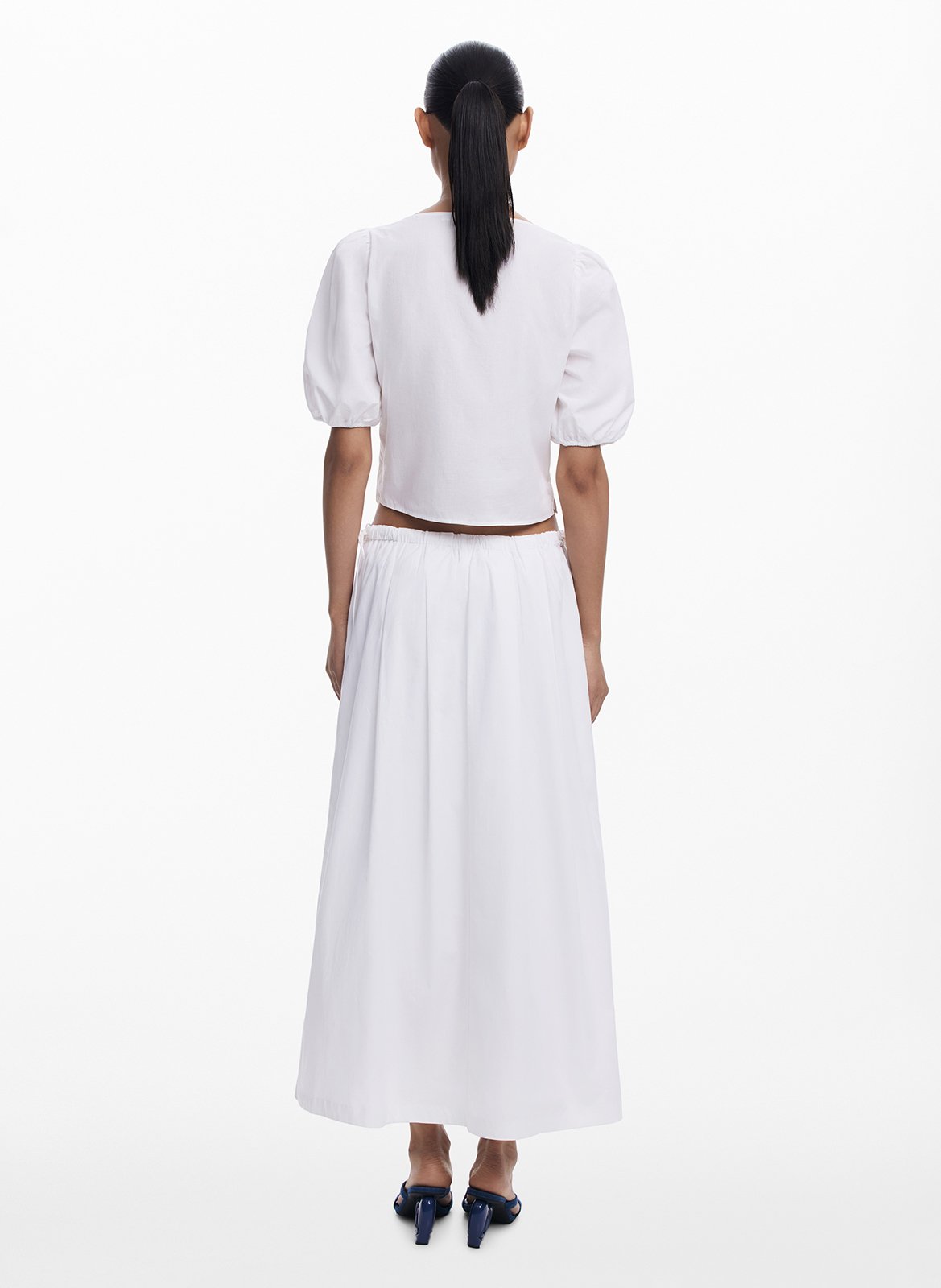 Flared midi skirt with embroideries DESIGUAL White