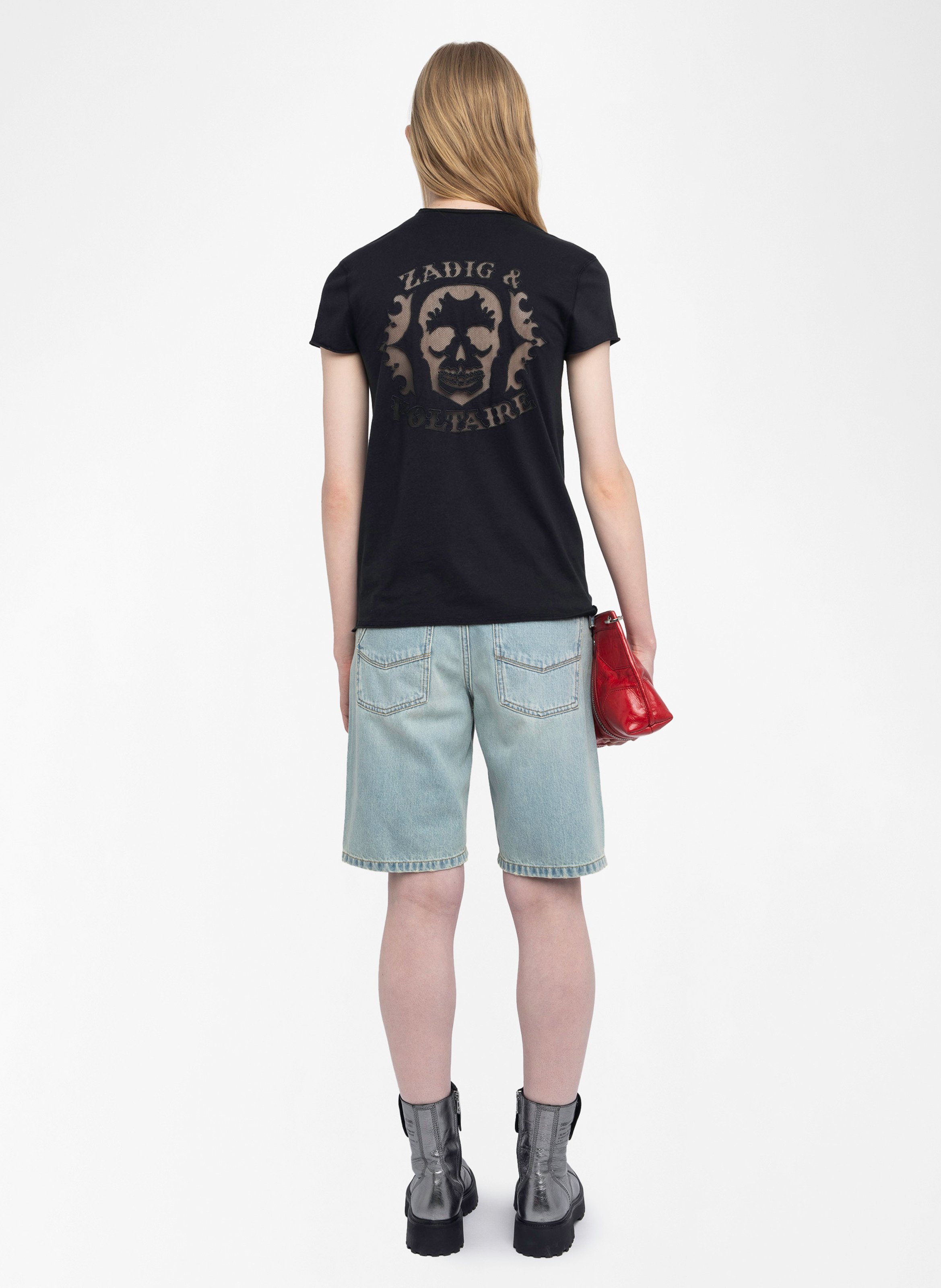 Tee-shirt droit col V motif dos ZADIG&VOLTAIRE Noir
