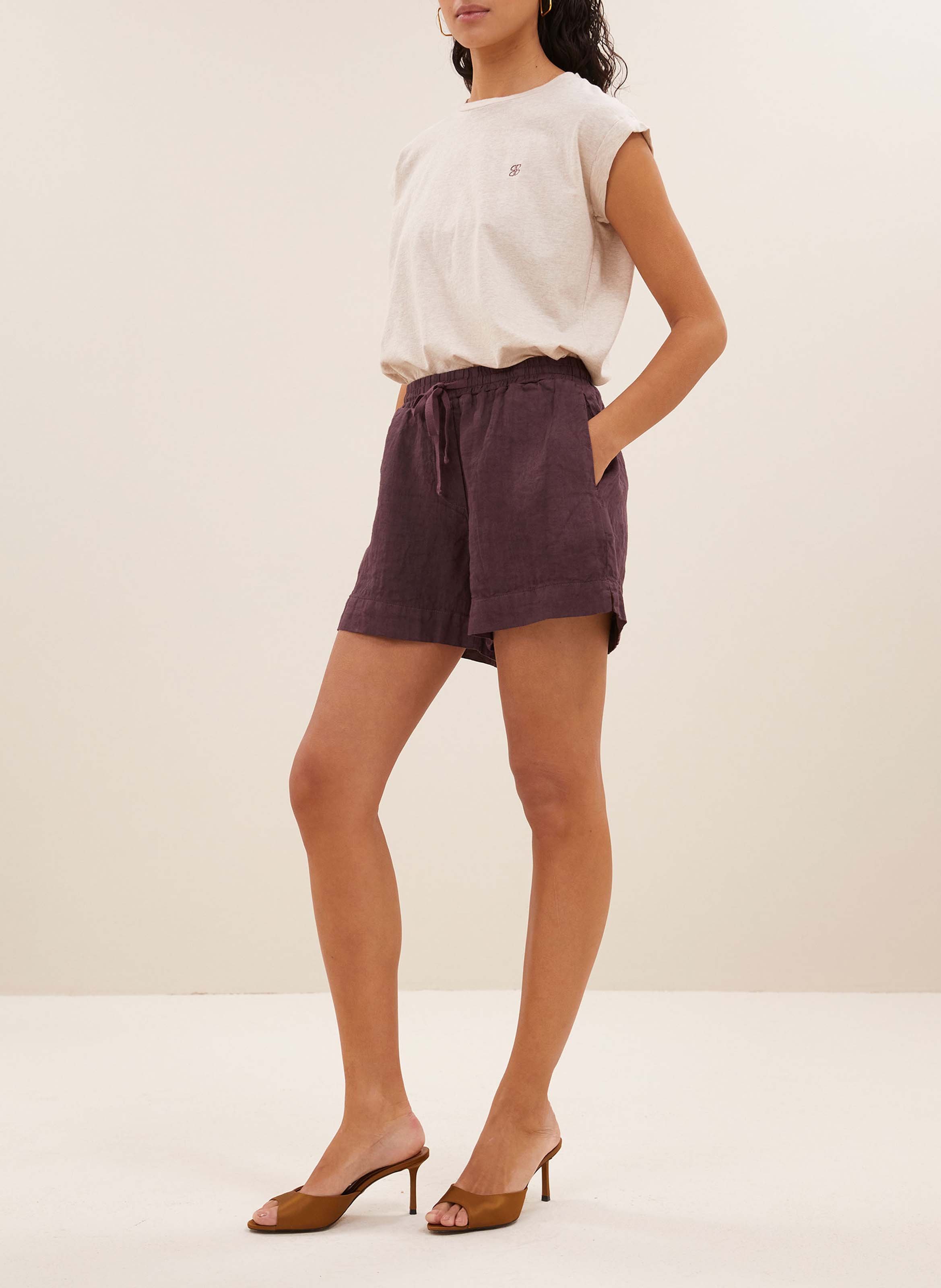 Round-neck organic cotton T-shirt BY BAR Pink