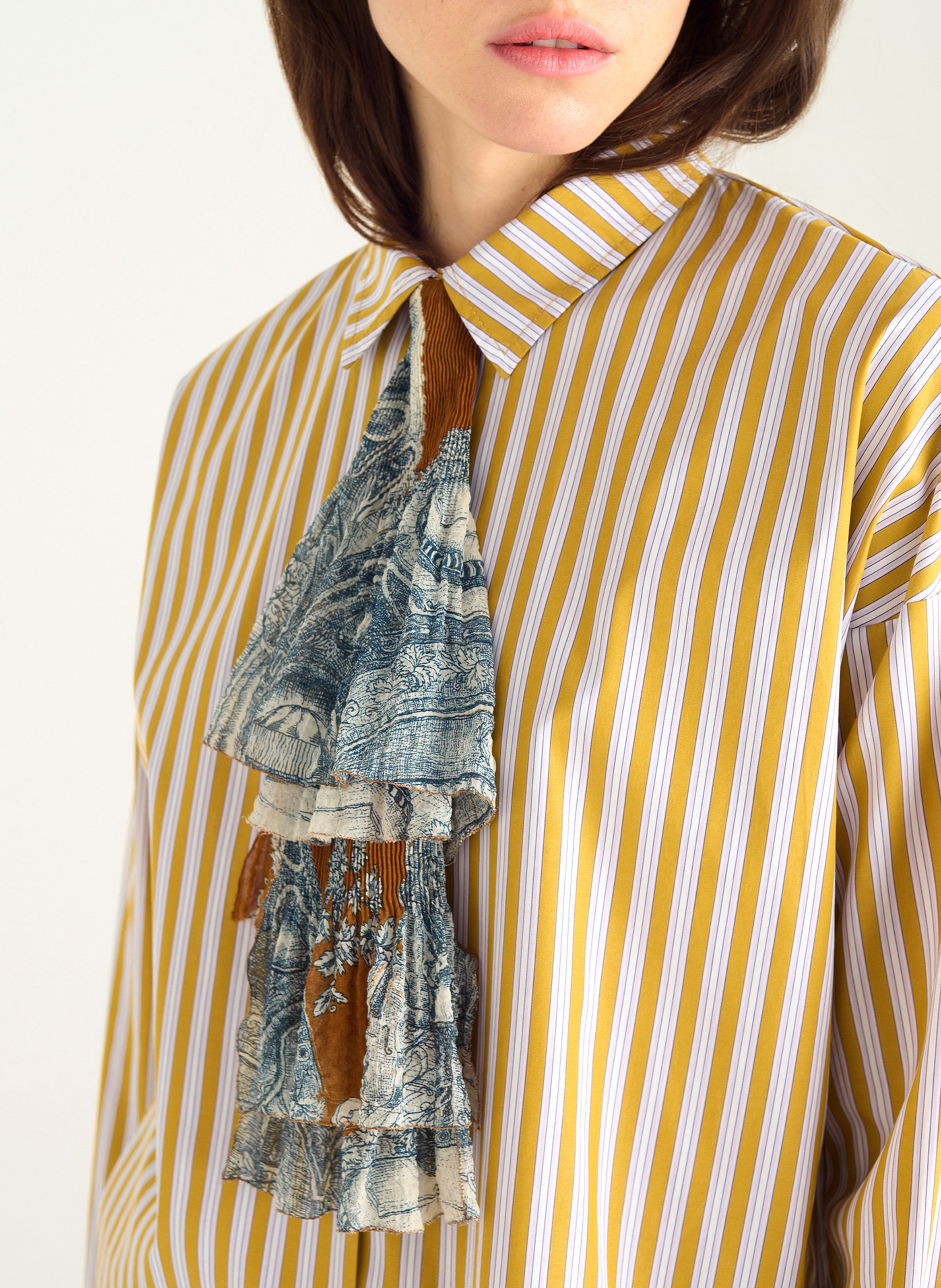 Bedrukte vlinderdas met ruches COTELAC Geel