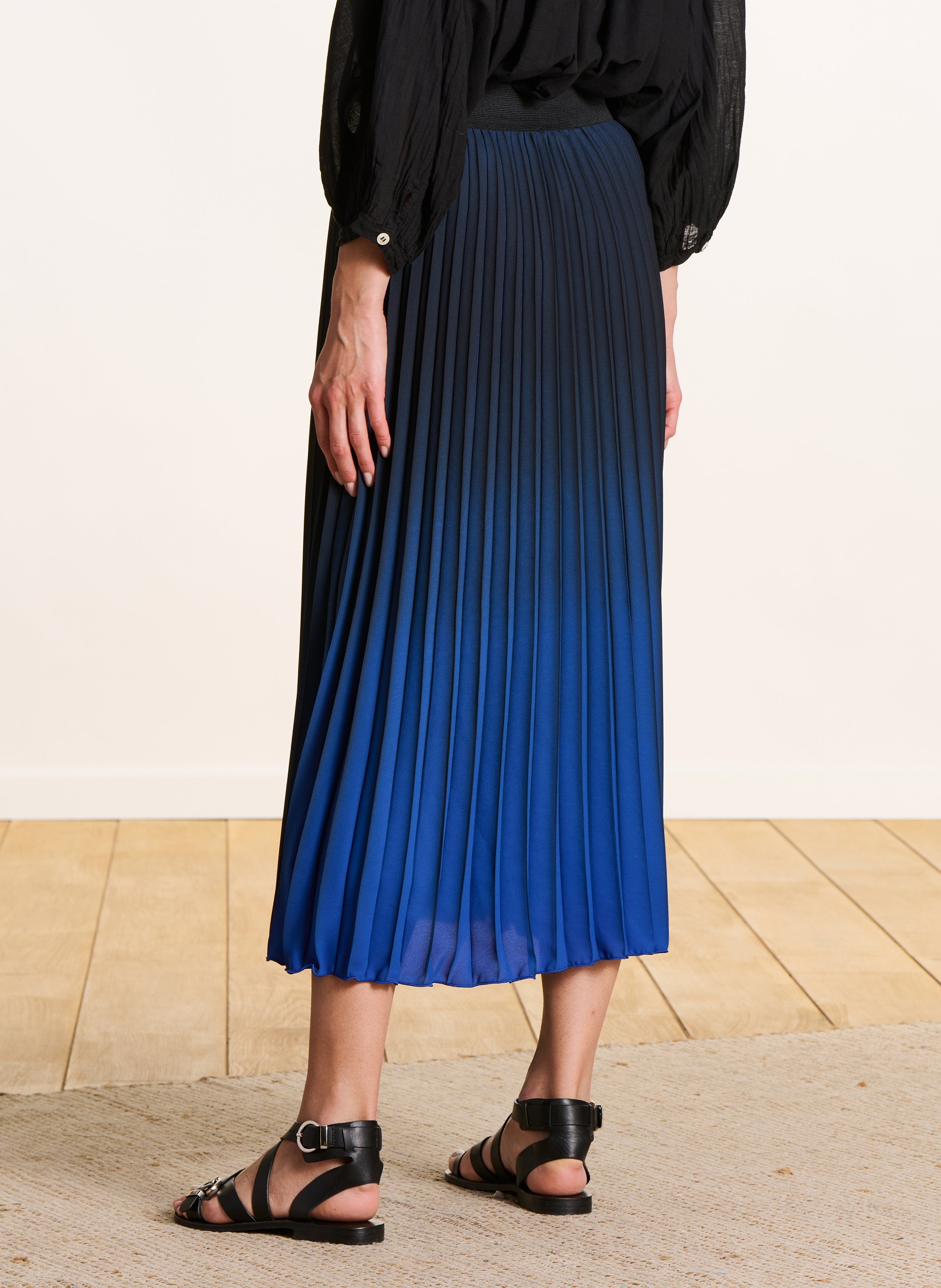 Long sunray pleated skirt LA FEE MARABOUTEE Blue