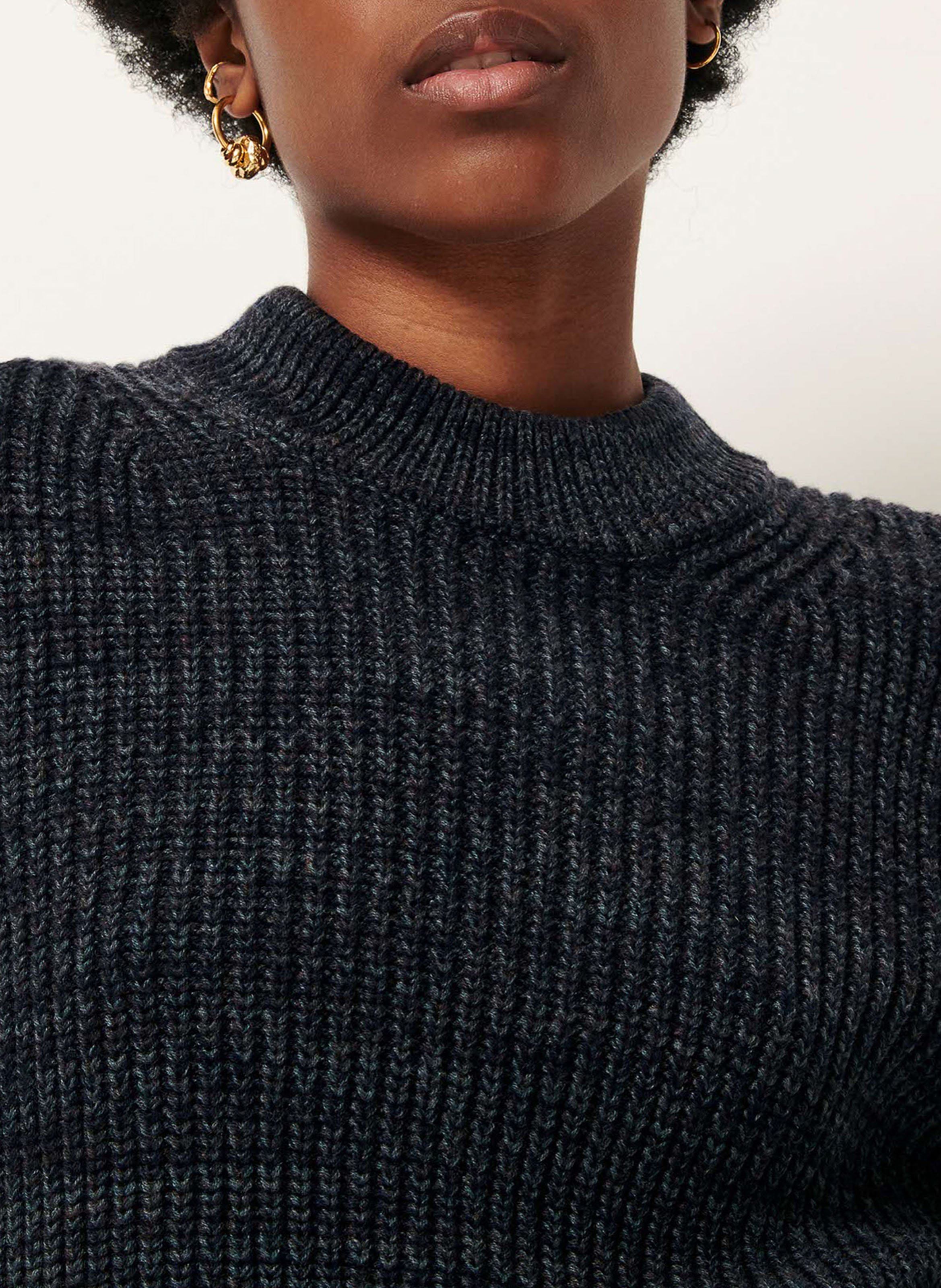 Pull ajusté col rond en maille mélangée SESSUN Vert