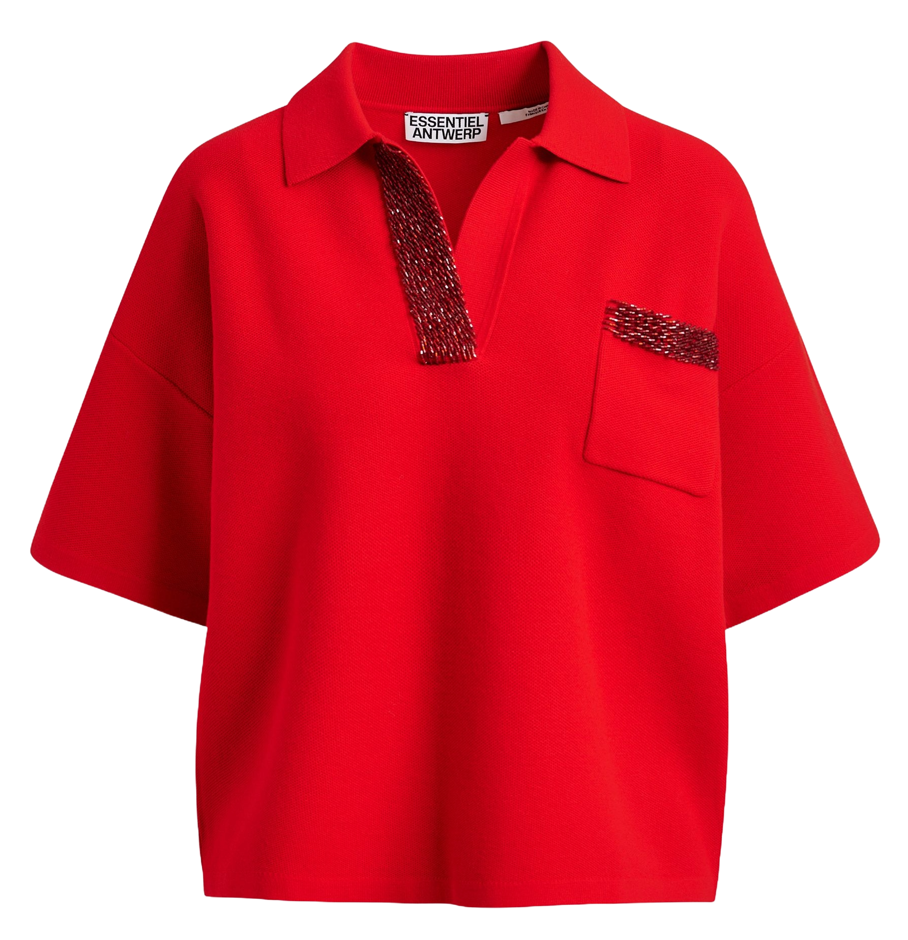 Polo knit high neck ESSENTIEL ANTWERP Red