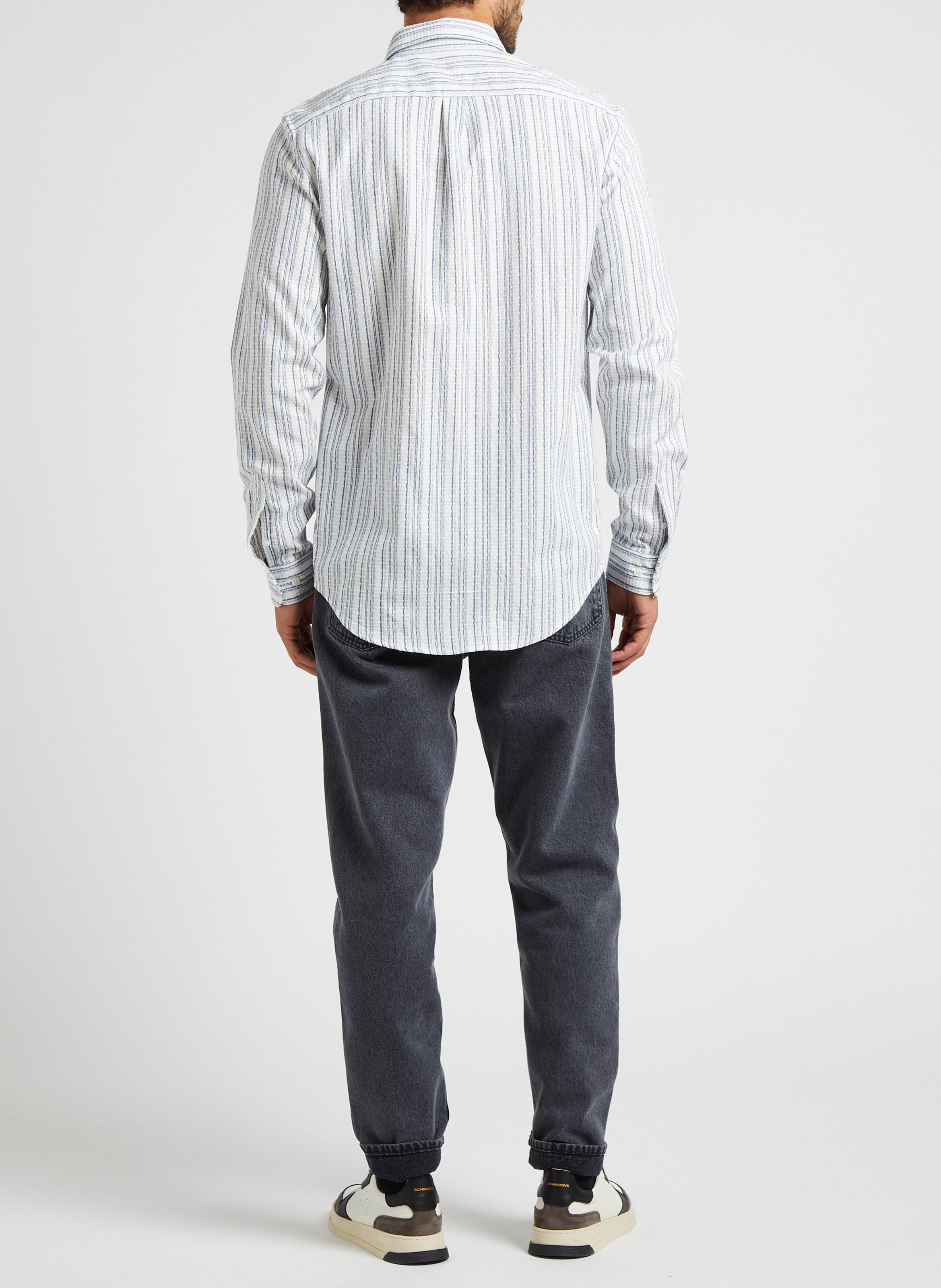 Chemise col classique à rayures en coton mélangé  SAMSOE SAMSOE Blanc