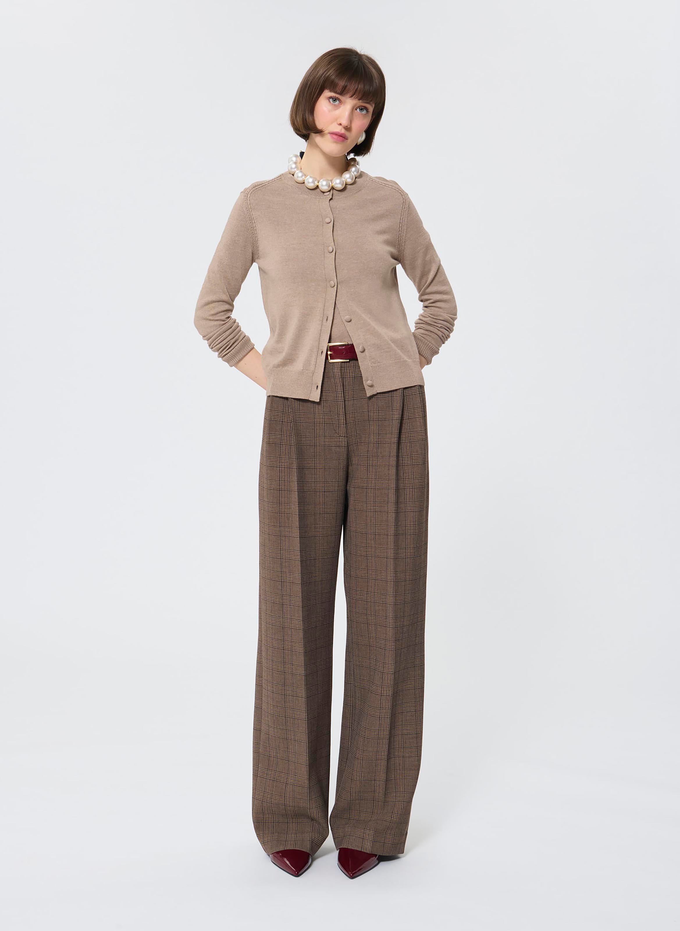 Gilet col rond en laine TARA JARMON Marron