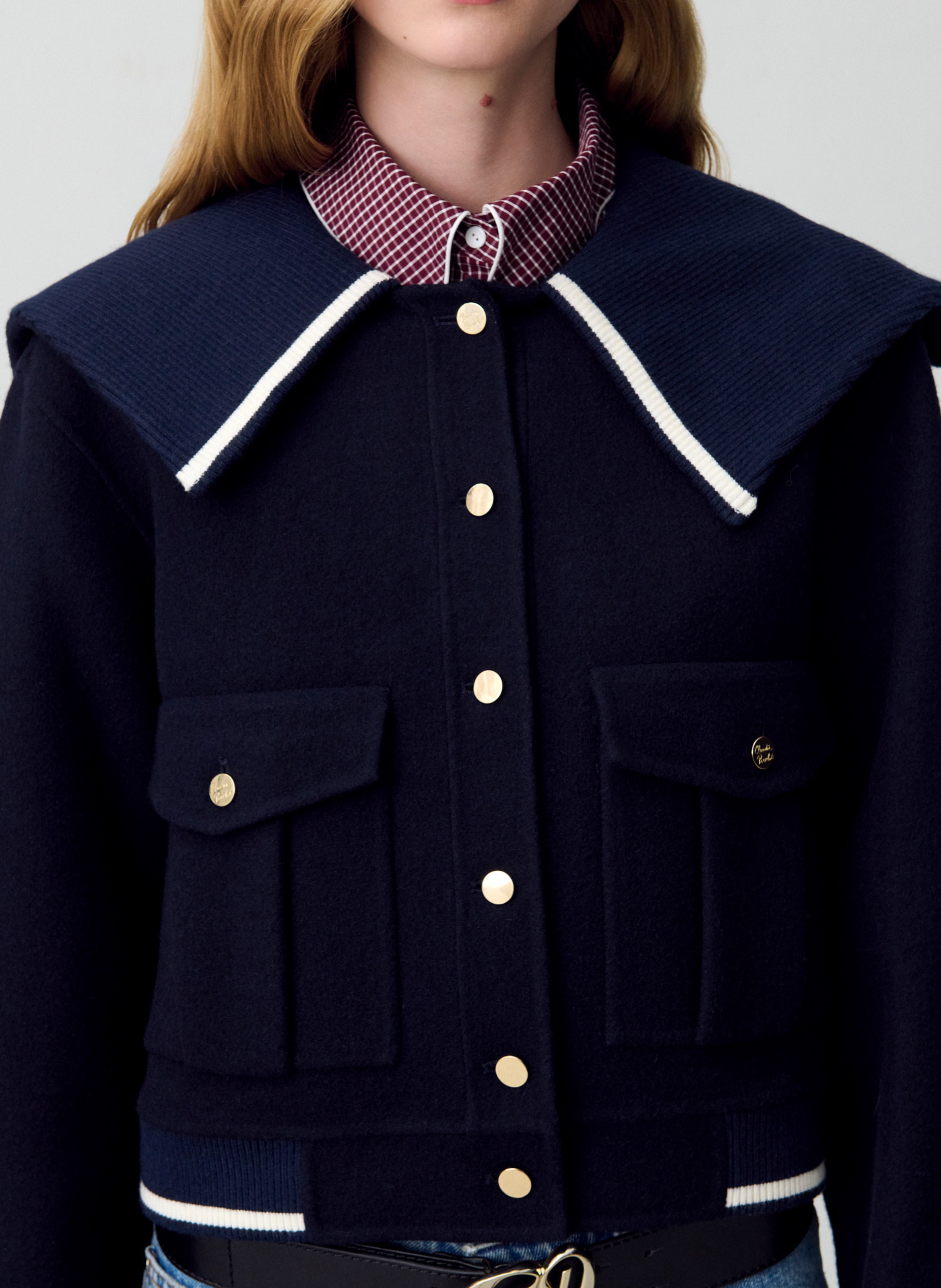 Veste en laine mélangée CLAUDIE PIERLOT Bleu