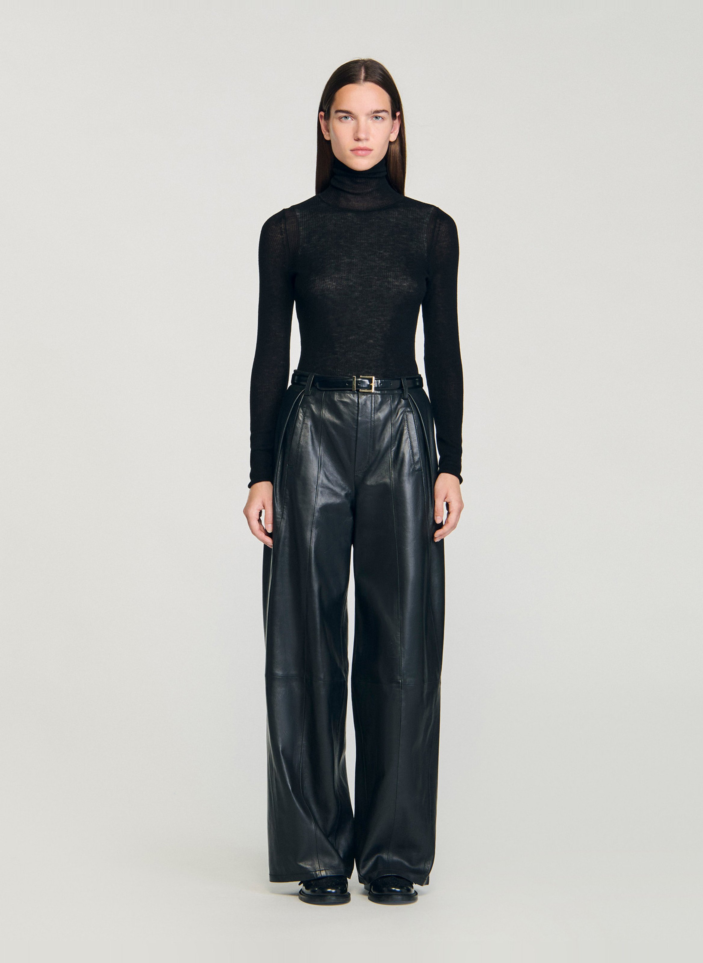 Roll-neck wool sweater SANDRO Black