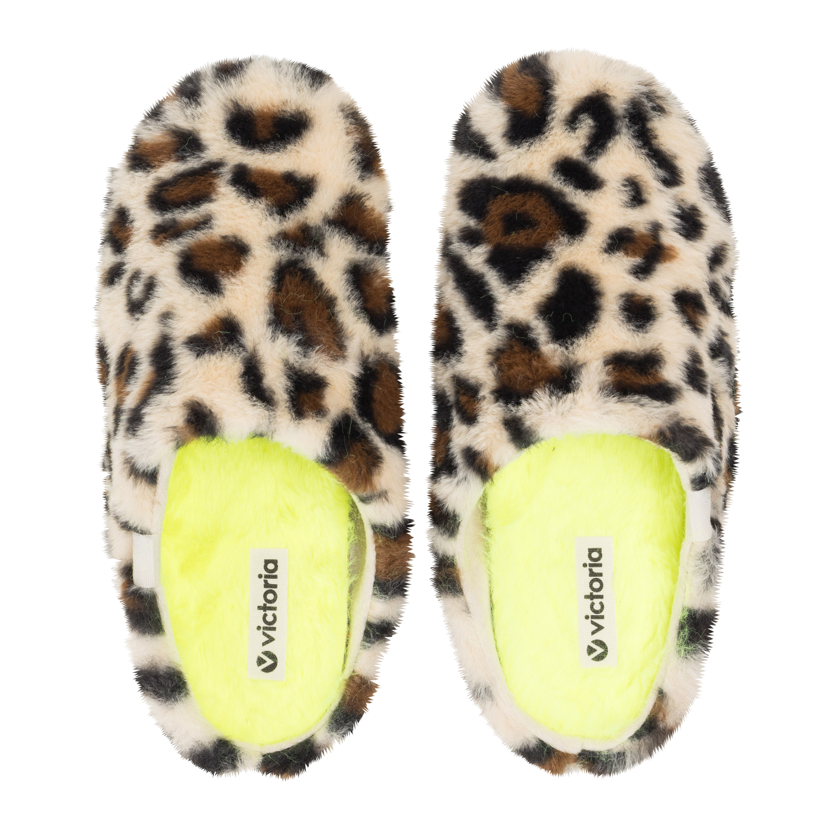 Chaussons en fausse fourrure léopard VICTORIA Beige