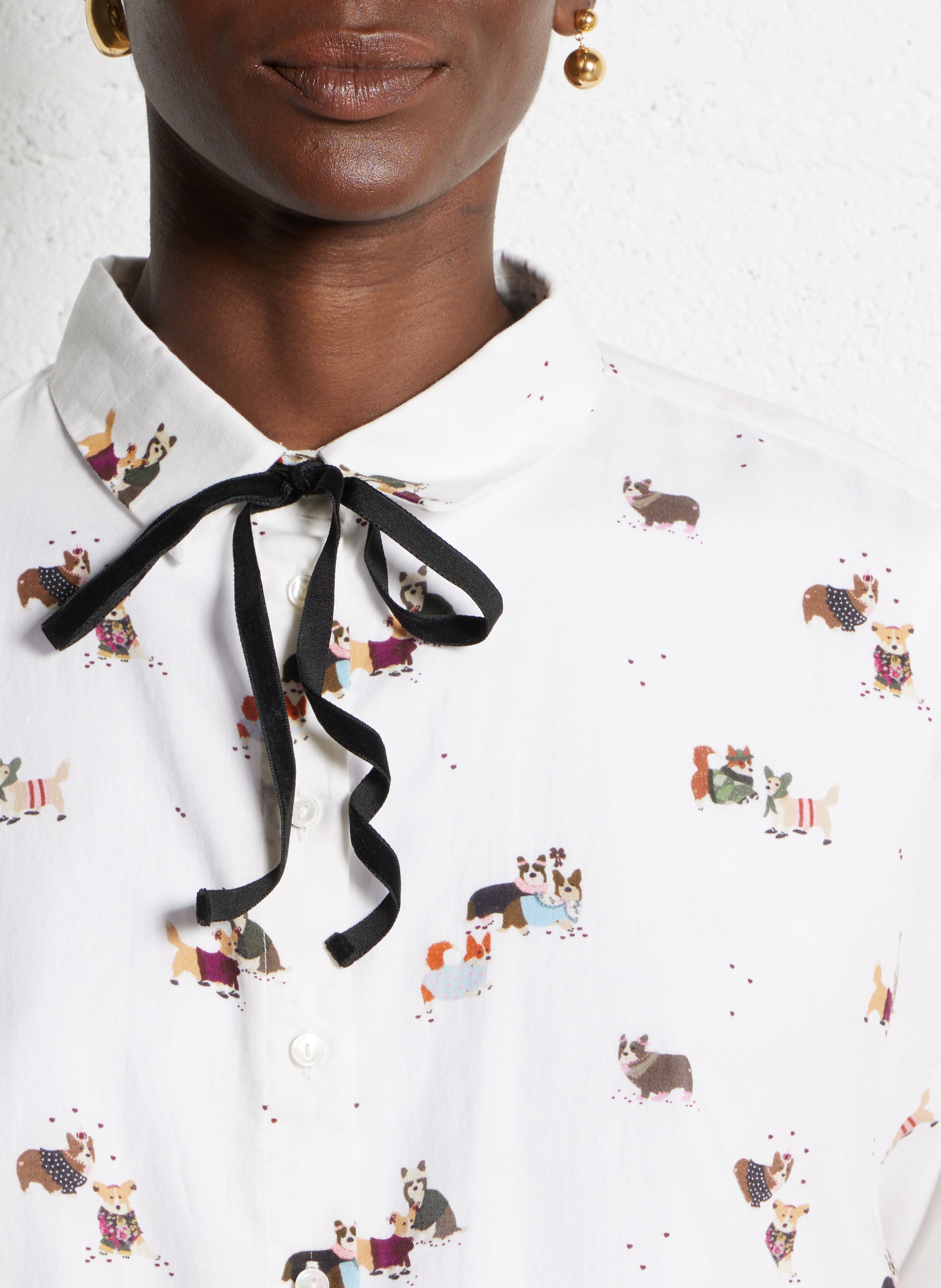Oversized printed cotton shirt DES PETITS HAUTS White