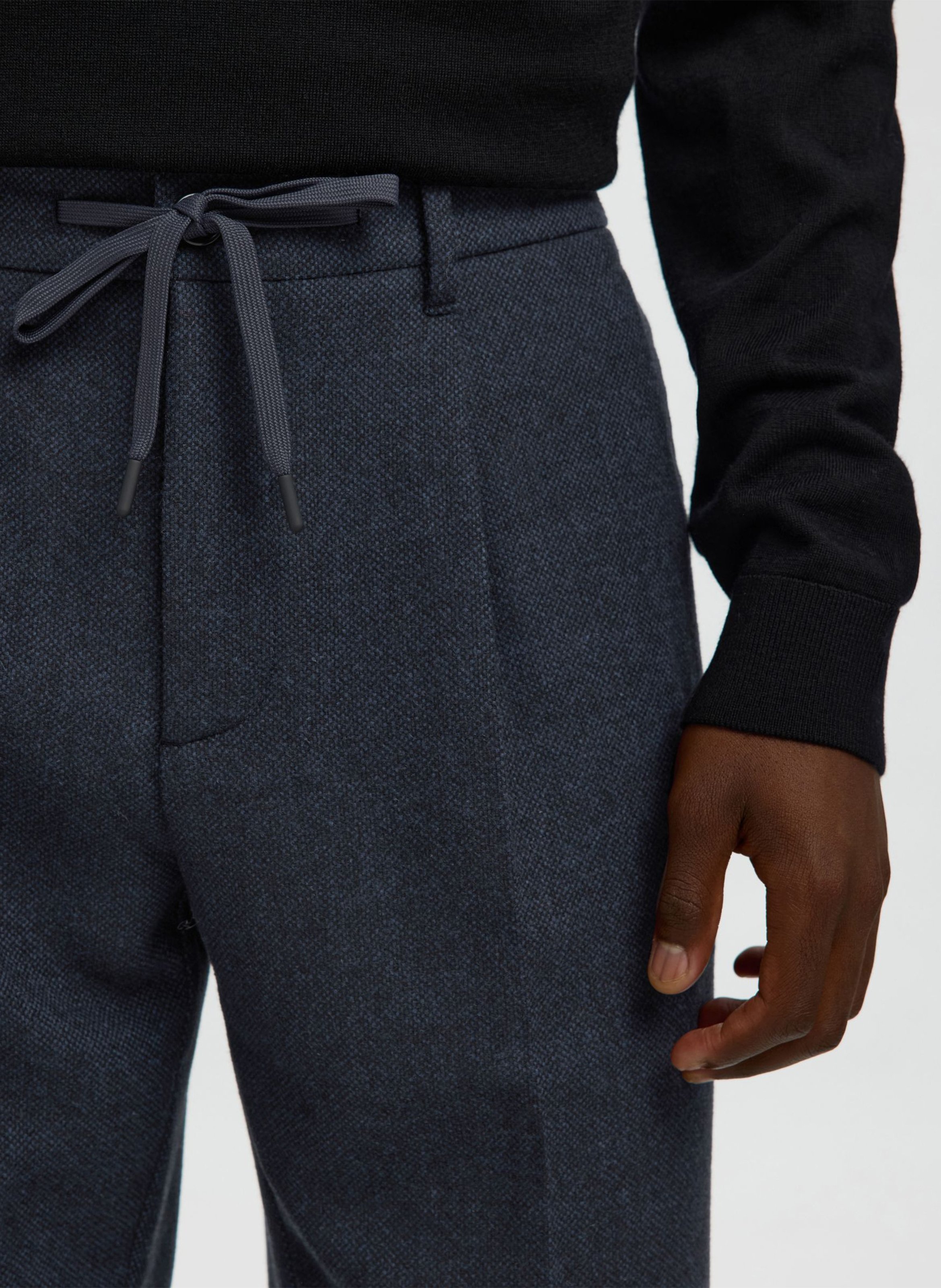 Einfarbige gerade Hose mit Kordelzug SELECTED Blau