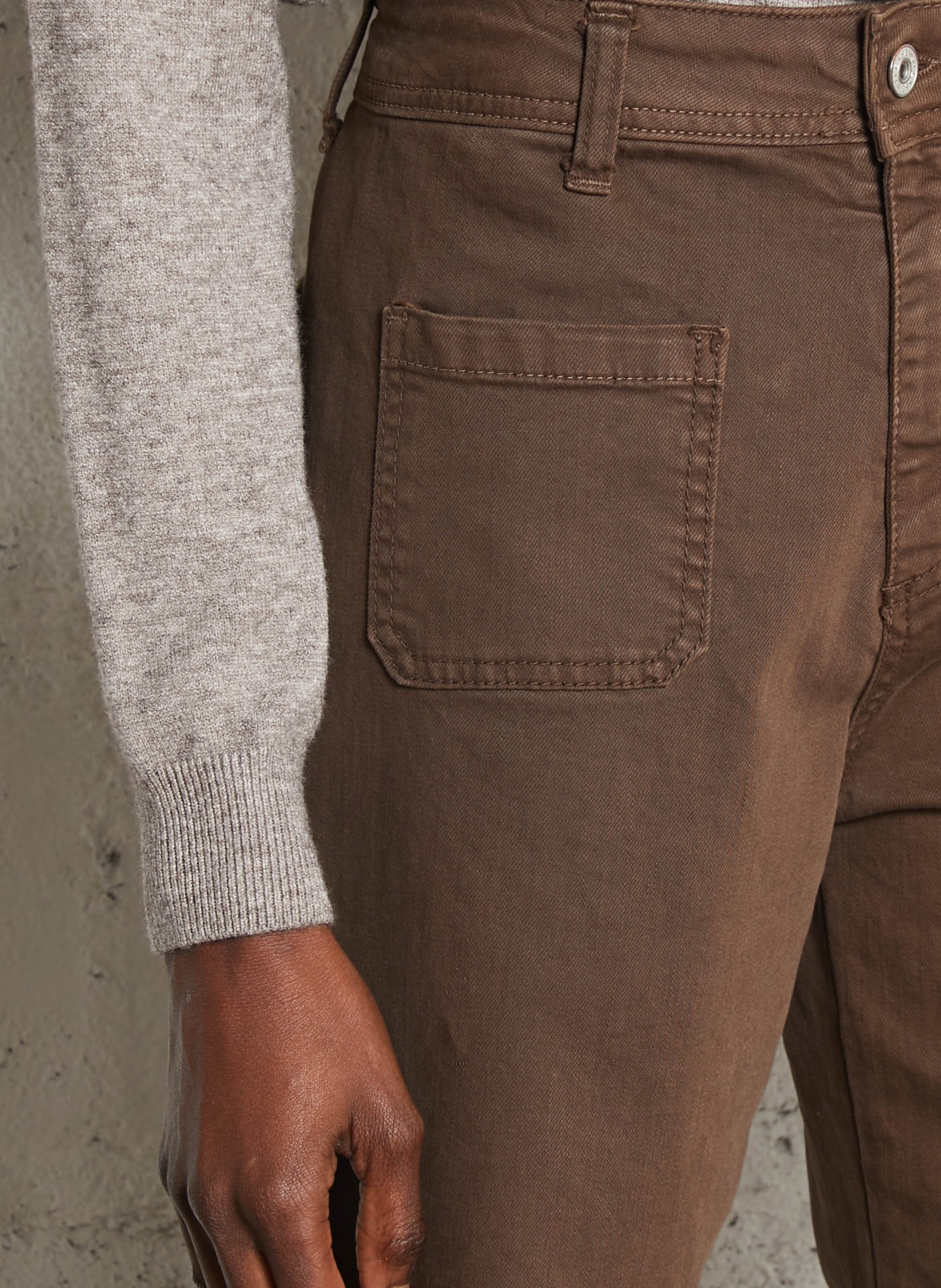 Jean large taille haute en coton PLEASE Rouge