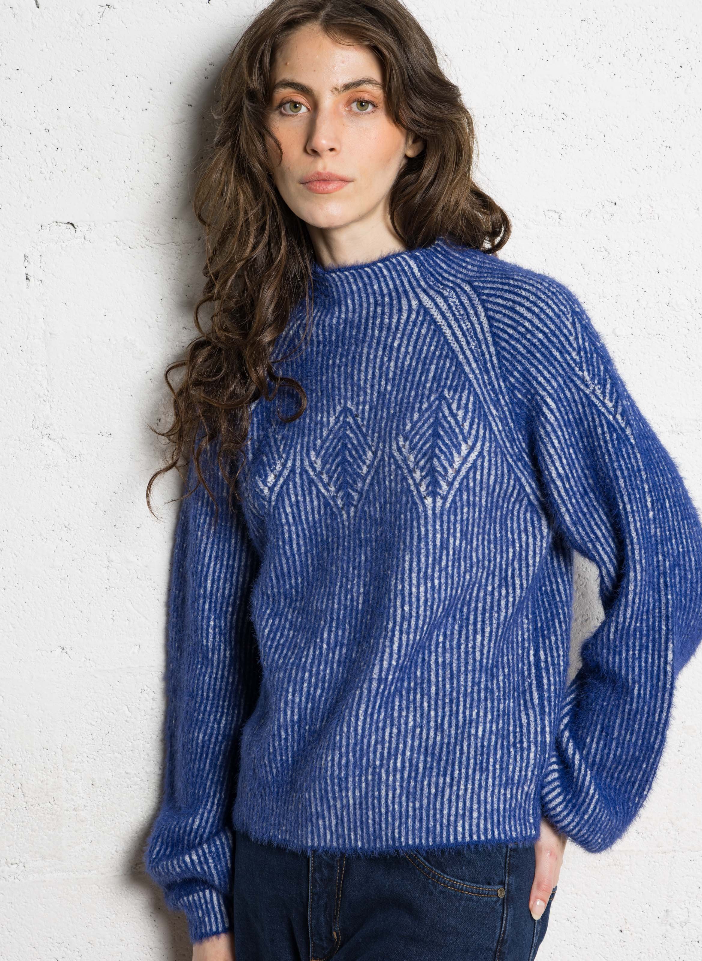 Jacquard-Pullover mit Stehkragen THE KORNER Blau