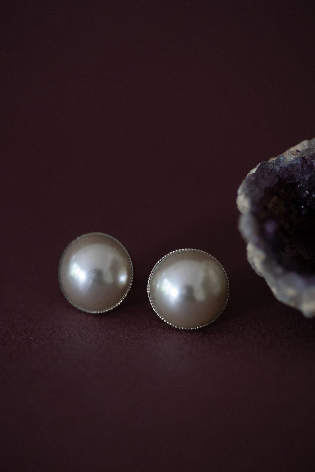 Gold-plated pearl stud earrings MONSIEUR SIMONE Silver