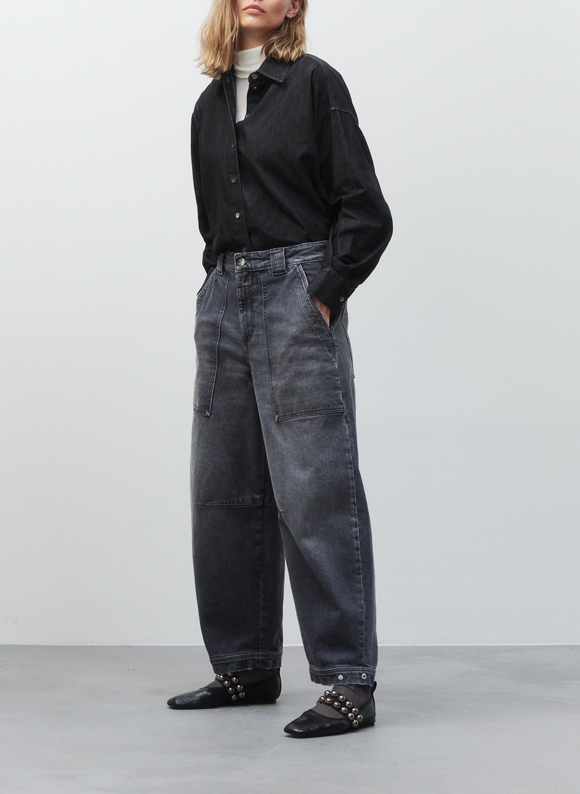 Jean-mom  CLOSED Gris