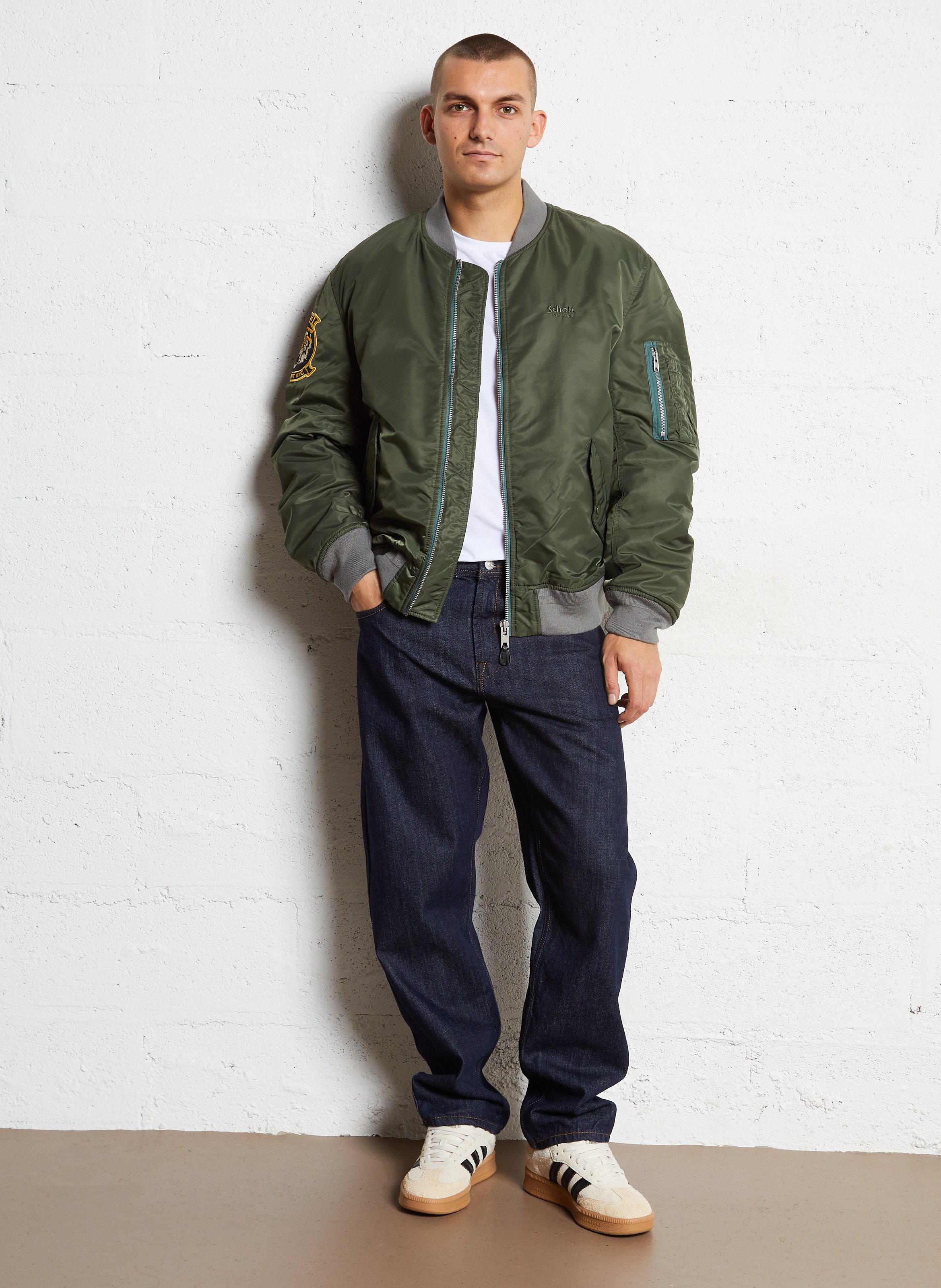 Blouson oversize col teddy SCHOTT Vert