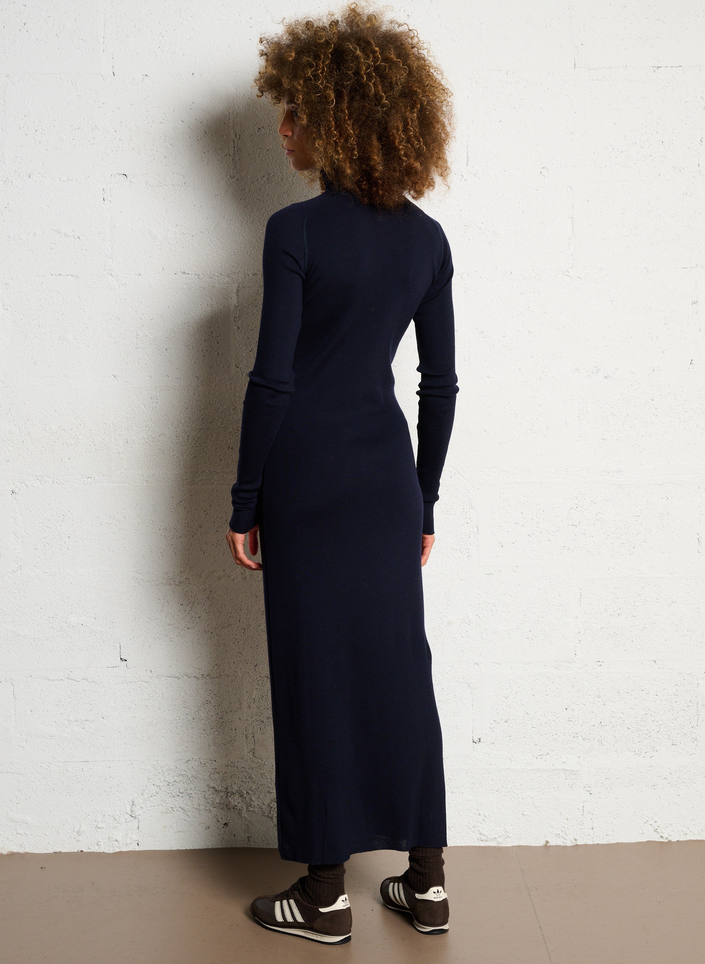 Robe longue col roulé en laine SOEUR Bleu