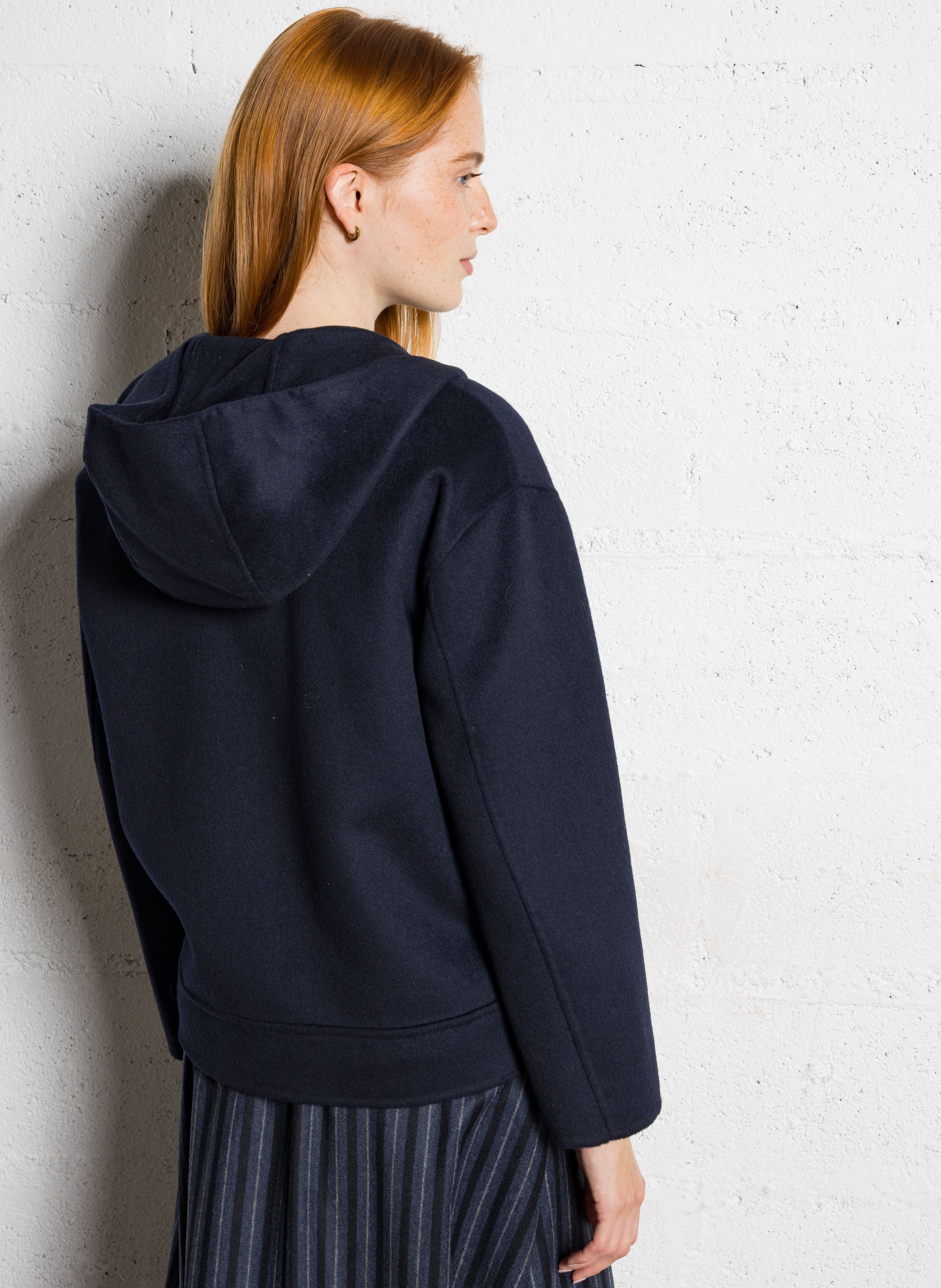 Hooded wool-blend jacket MAISON 123 Blue