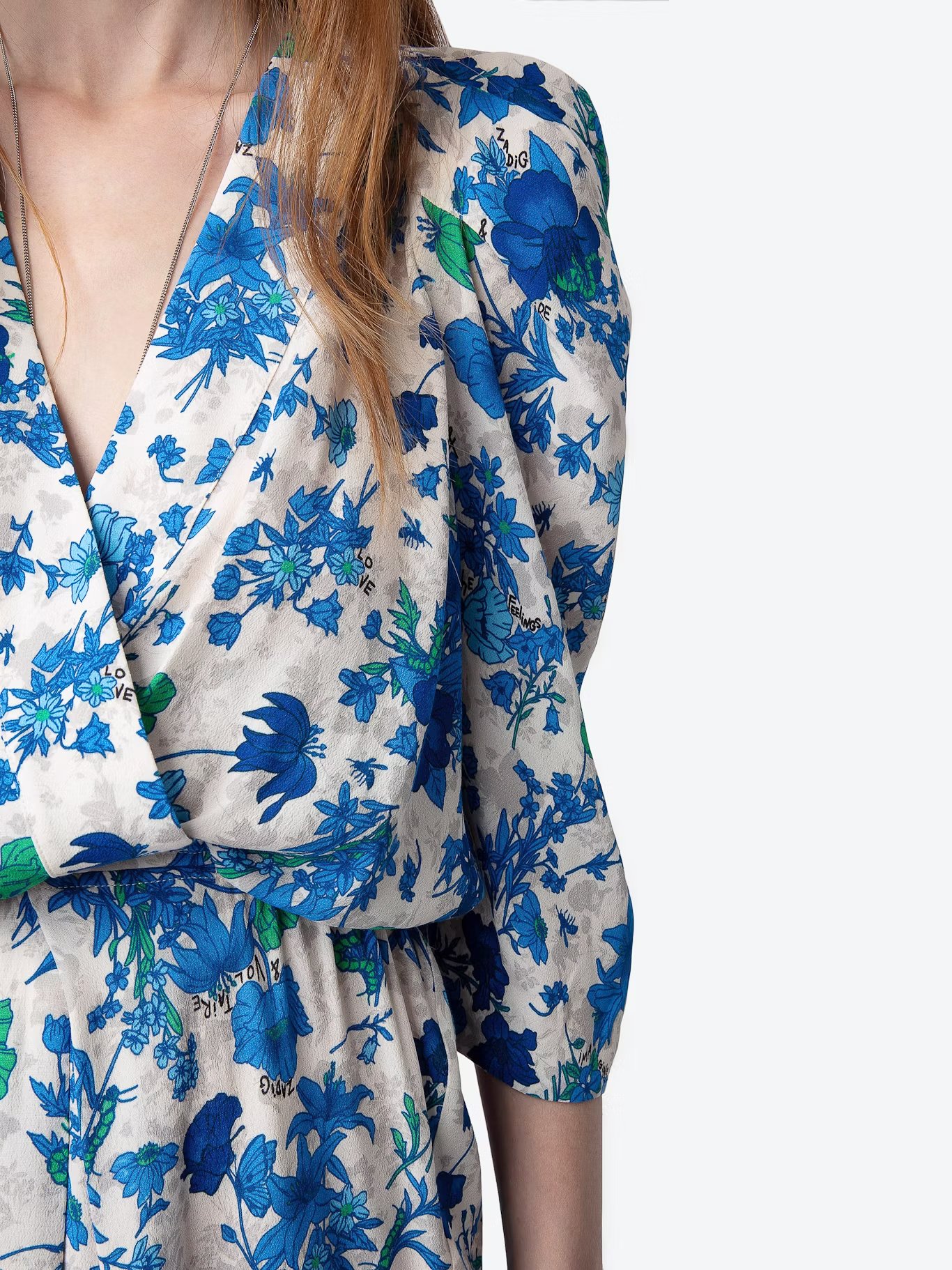 Robe courte droite encolure V imprimée ZADIG&VOLTAIRE Blanc