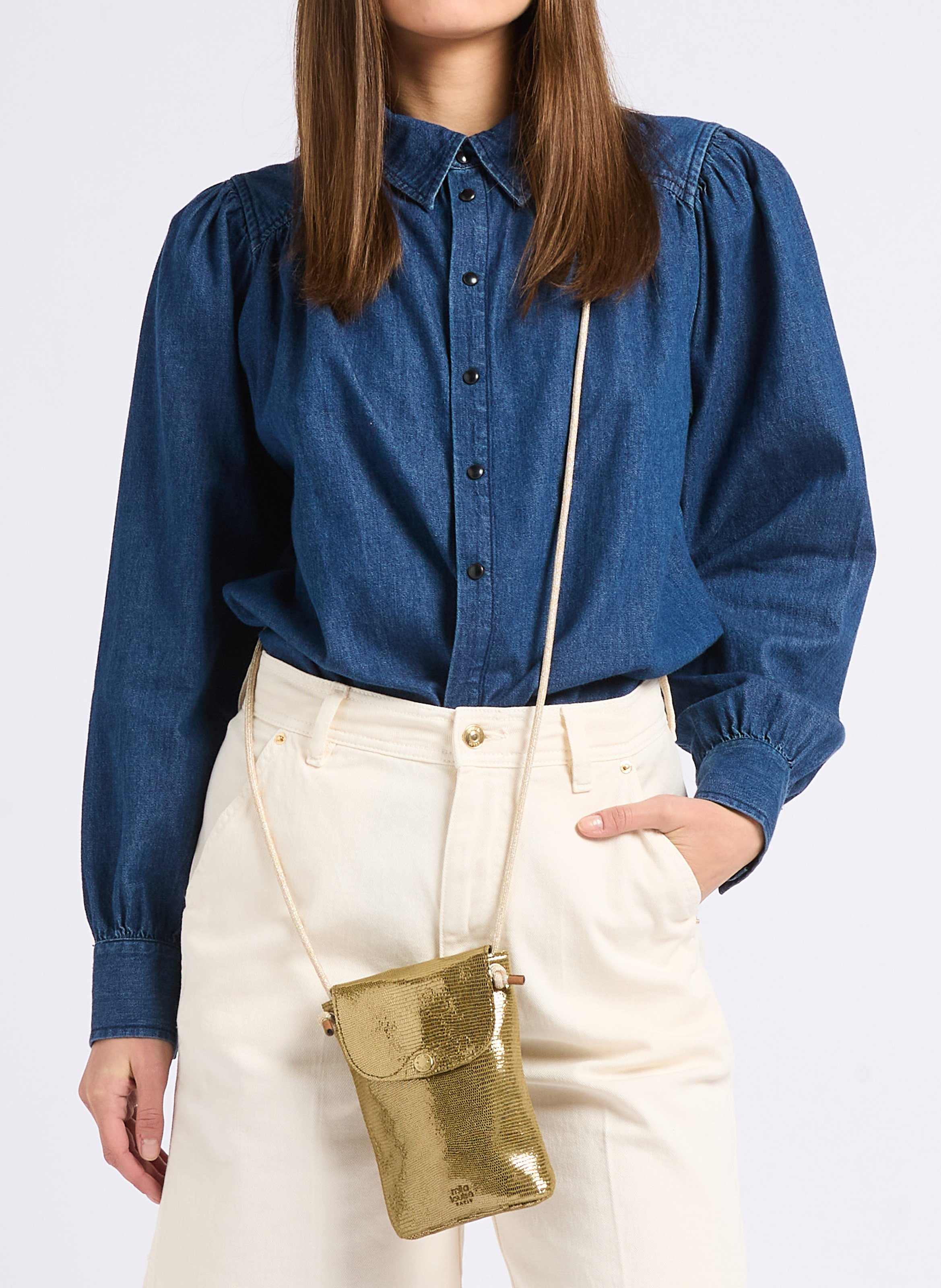 Telefoontasje van glanzend leer MILA LOUISE Groen