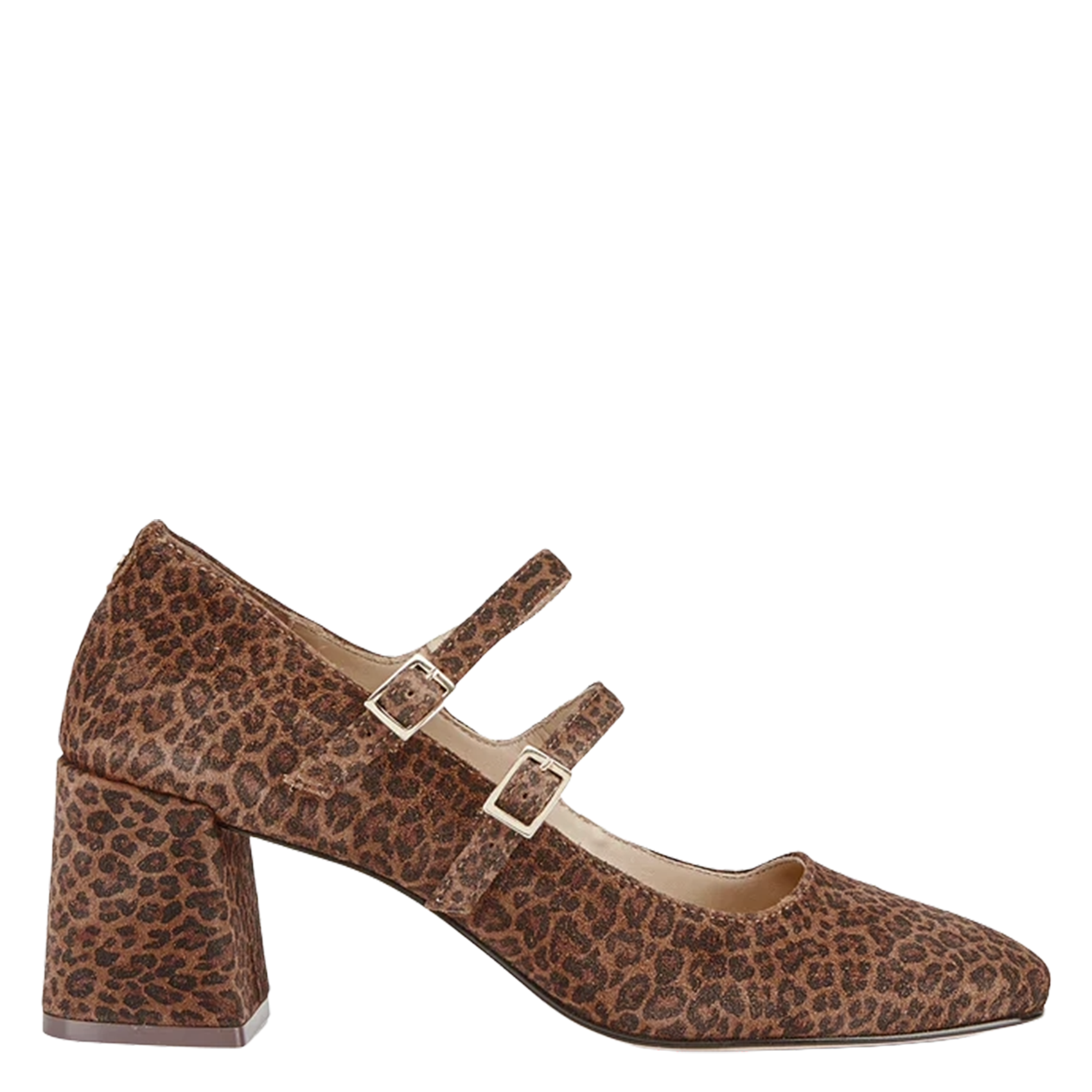 Leopard print leather strappy pumps COSMOPARIS Beige
