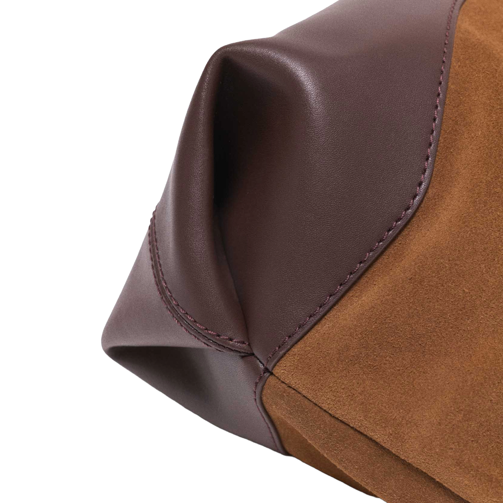 Handtas met dubbele materialen in leer MAJE Bruin