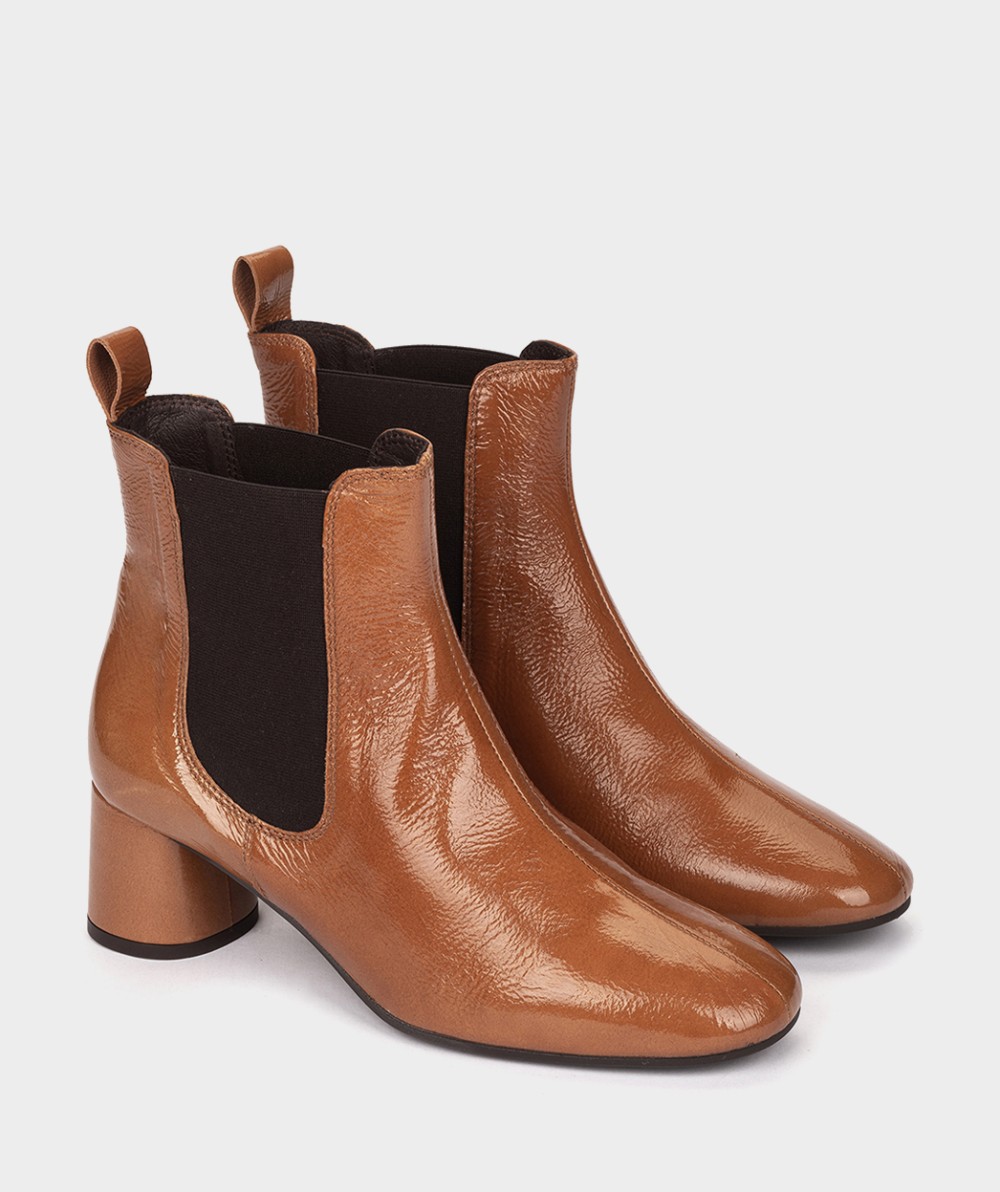 Brown patent leather ankle boots PEDRO MIRALLES Brown