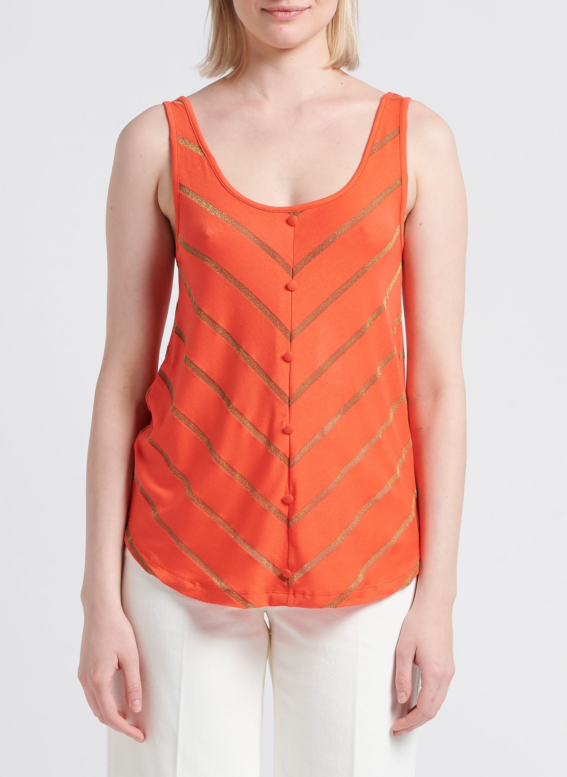 Singlet met ronde hals en glanzende strepen PIECES Veelkleurig