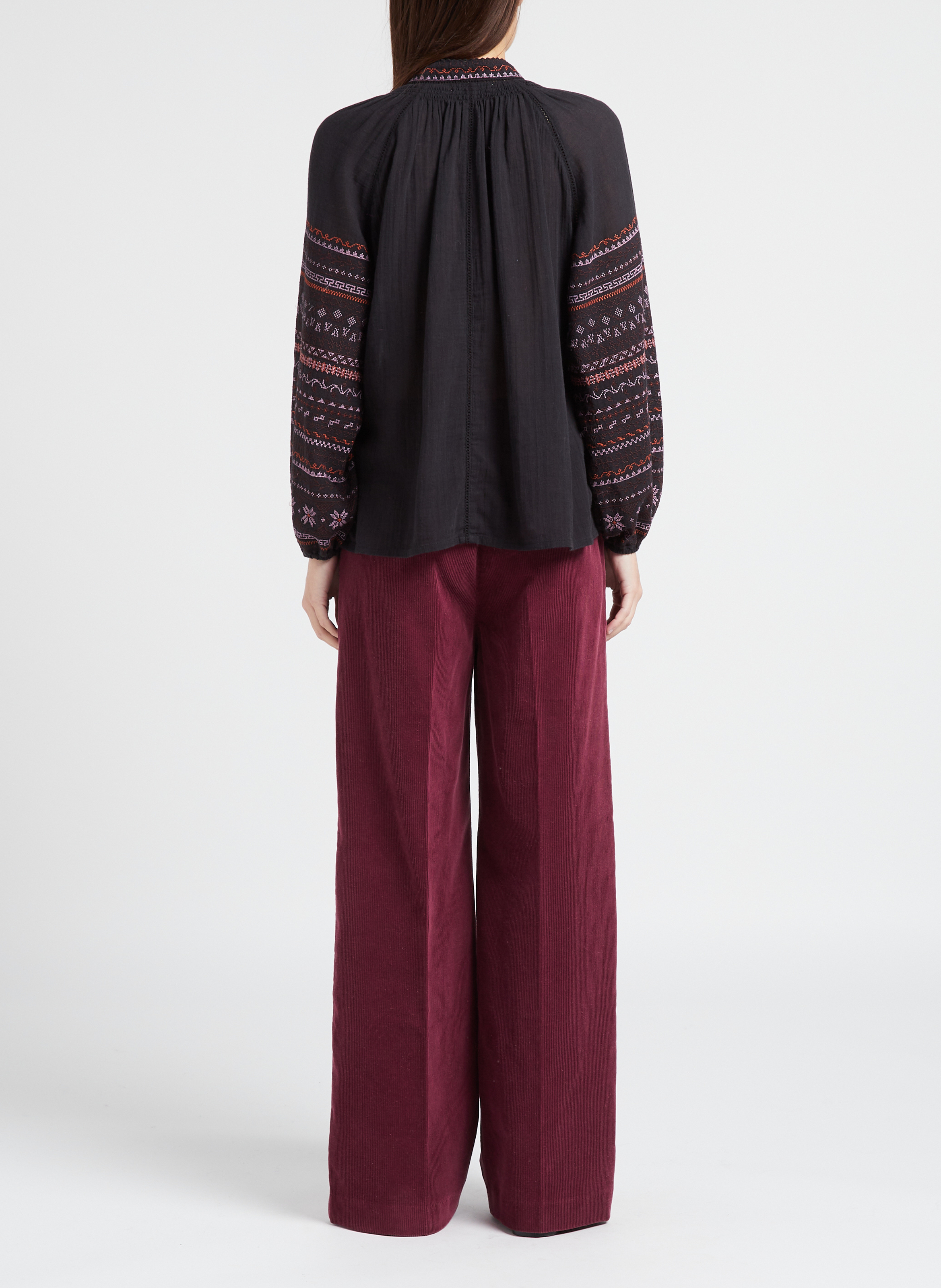 Wide-leg cotton trousers BELLEPIECE Red