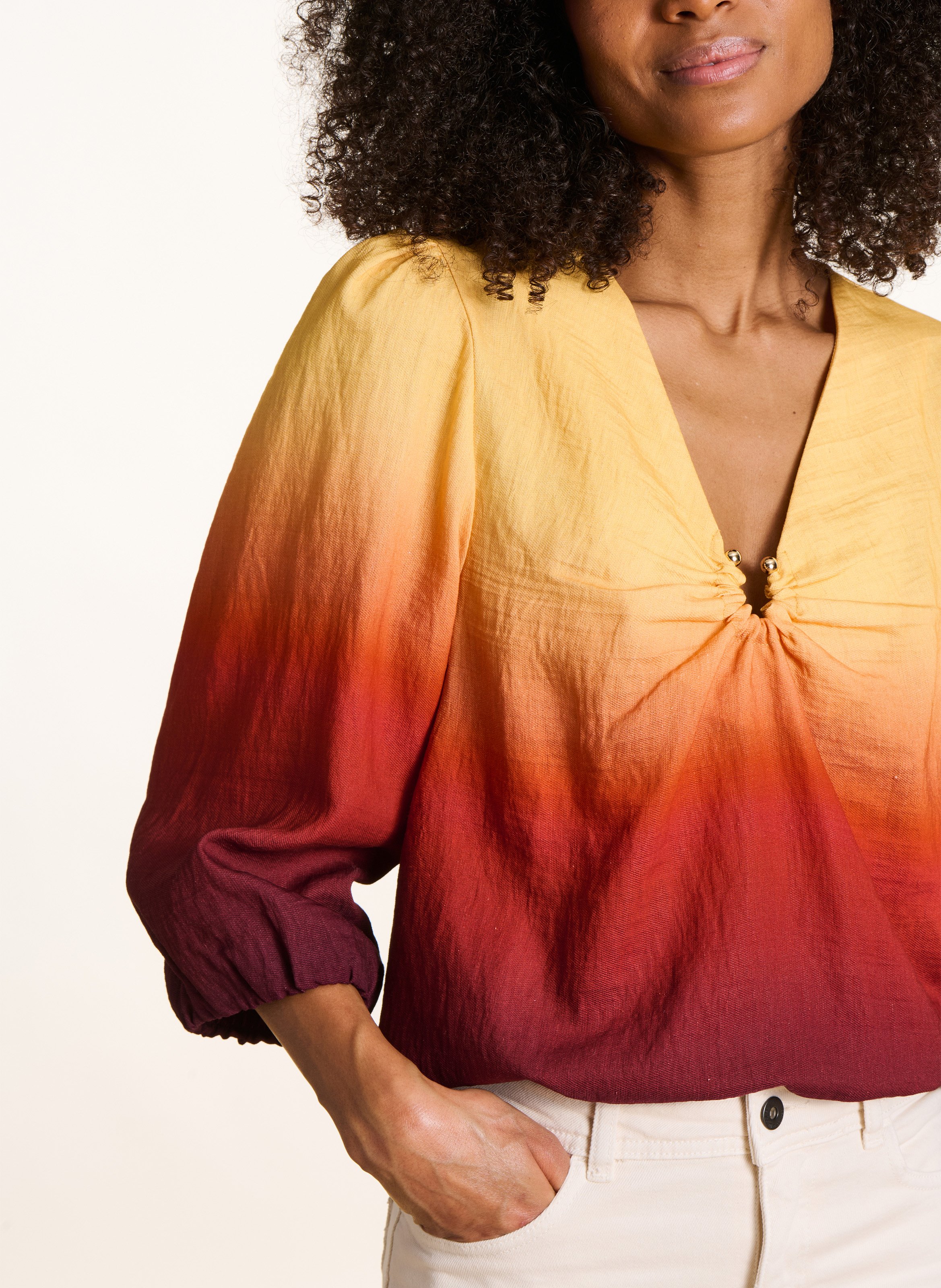 Oversize V-Ausschnitt Top LA FEE MARABOUTEE Mehrfarbig