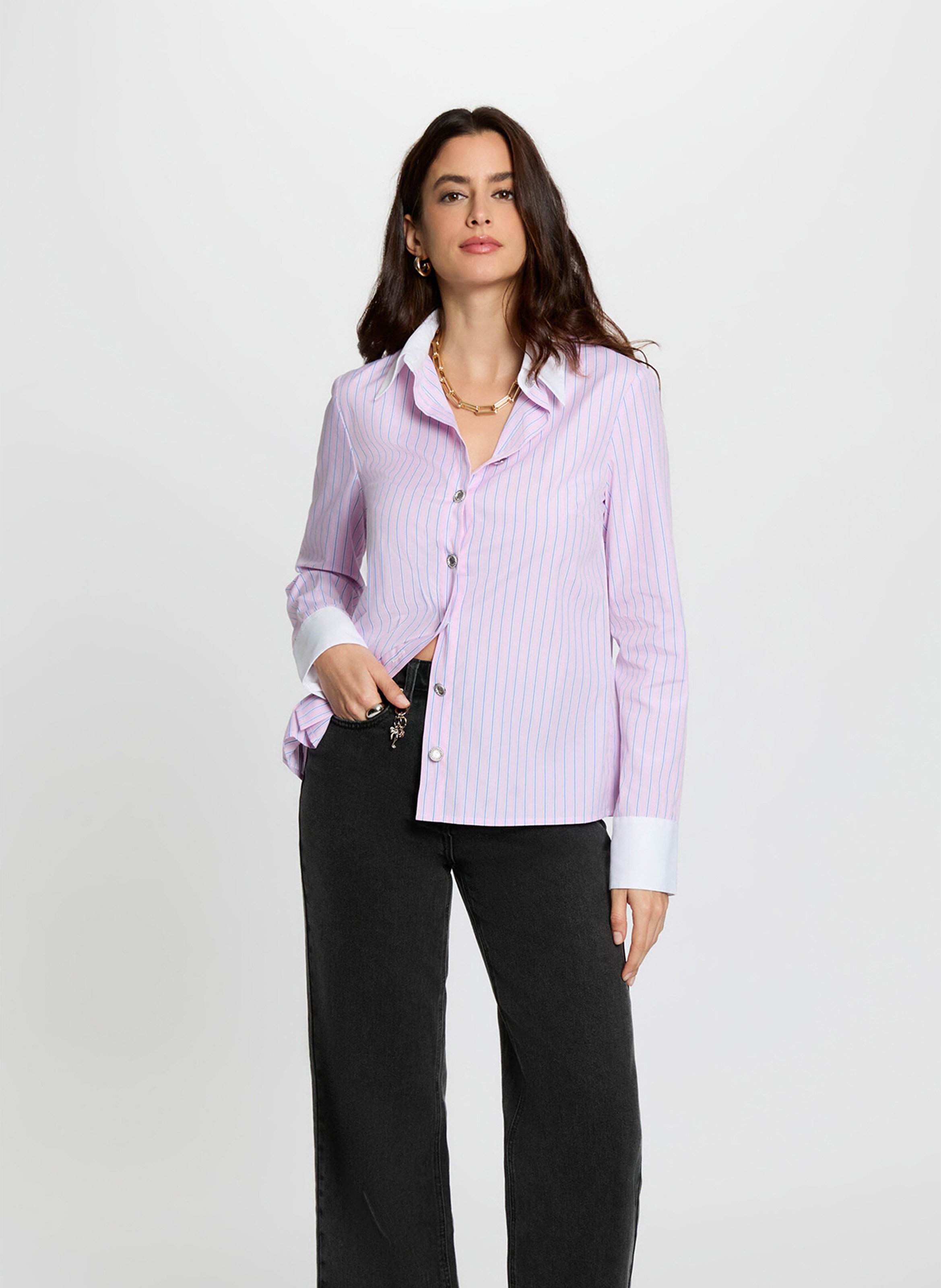 Straight striped shirt with classic collar MORGAN